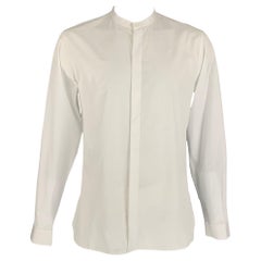 KRIS VAN ASSCHE Size L White Cotton Nehru Collar Long Sleeve Shirt