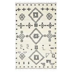 Krish, Bohemian Moroccan Hand Knotted Area Rug, Parchment