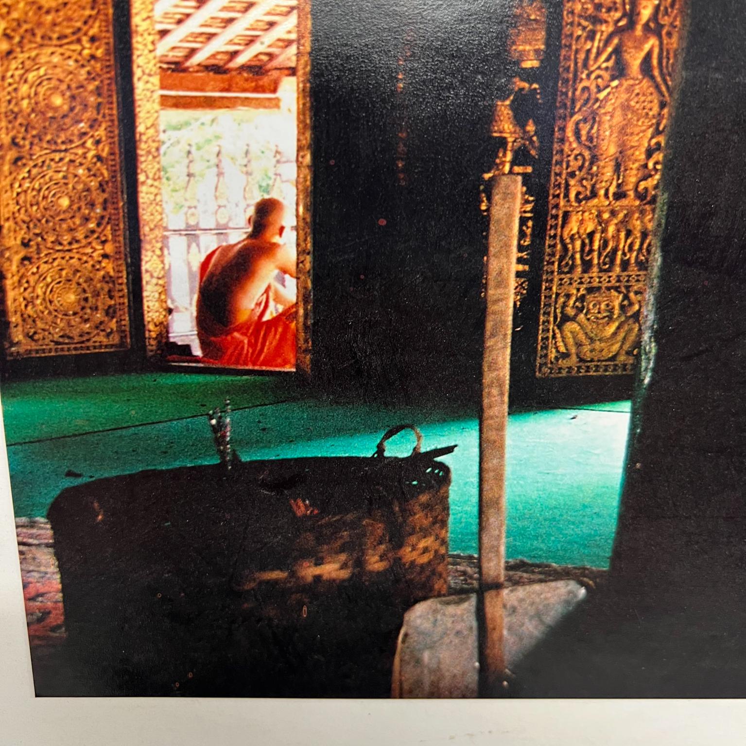 Krishna Monk at Temple Vintage Color Photograph Mid-20th Century In Fair Condition For Sale In Chula Vista, CA
