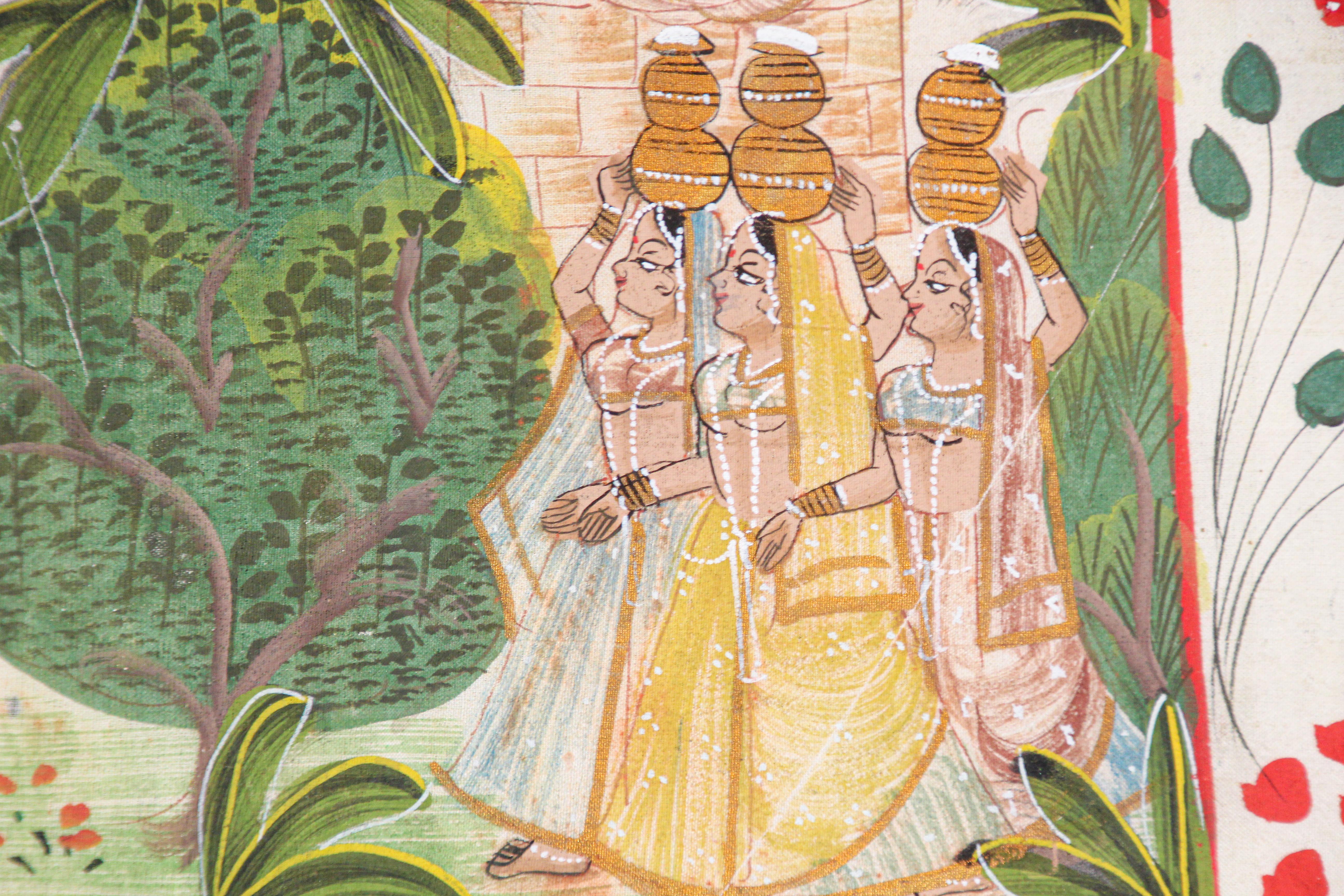 Paper Krishna, Radha, and the Gopis Meet a Young Prince, Picchawai Painting