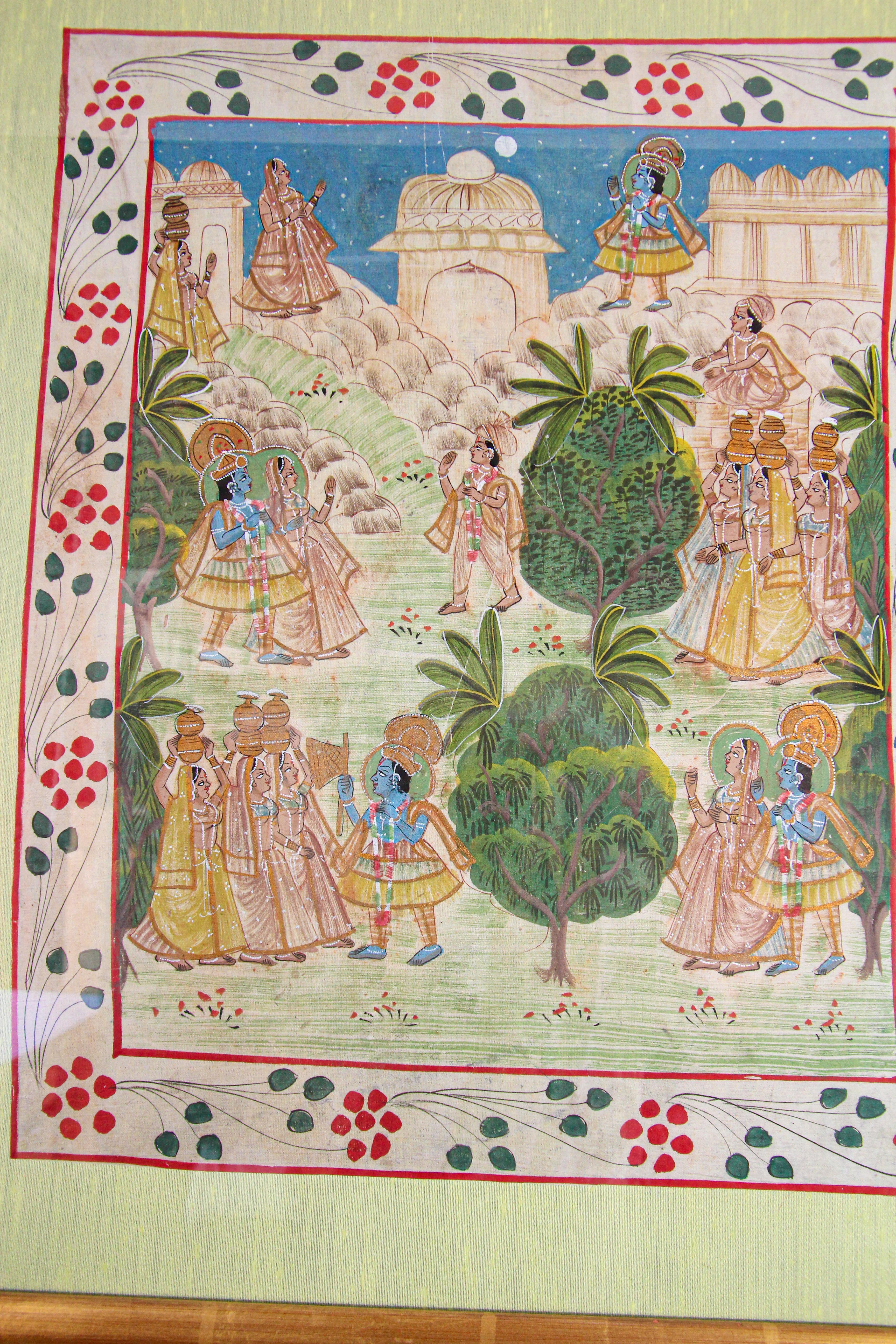 Krishna, Radha, and the Gopis Meet a Young Prince, Picchawai Painting 7