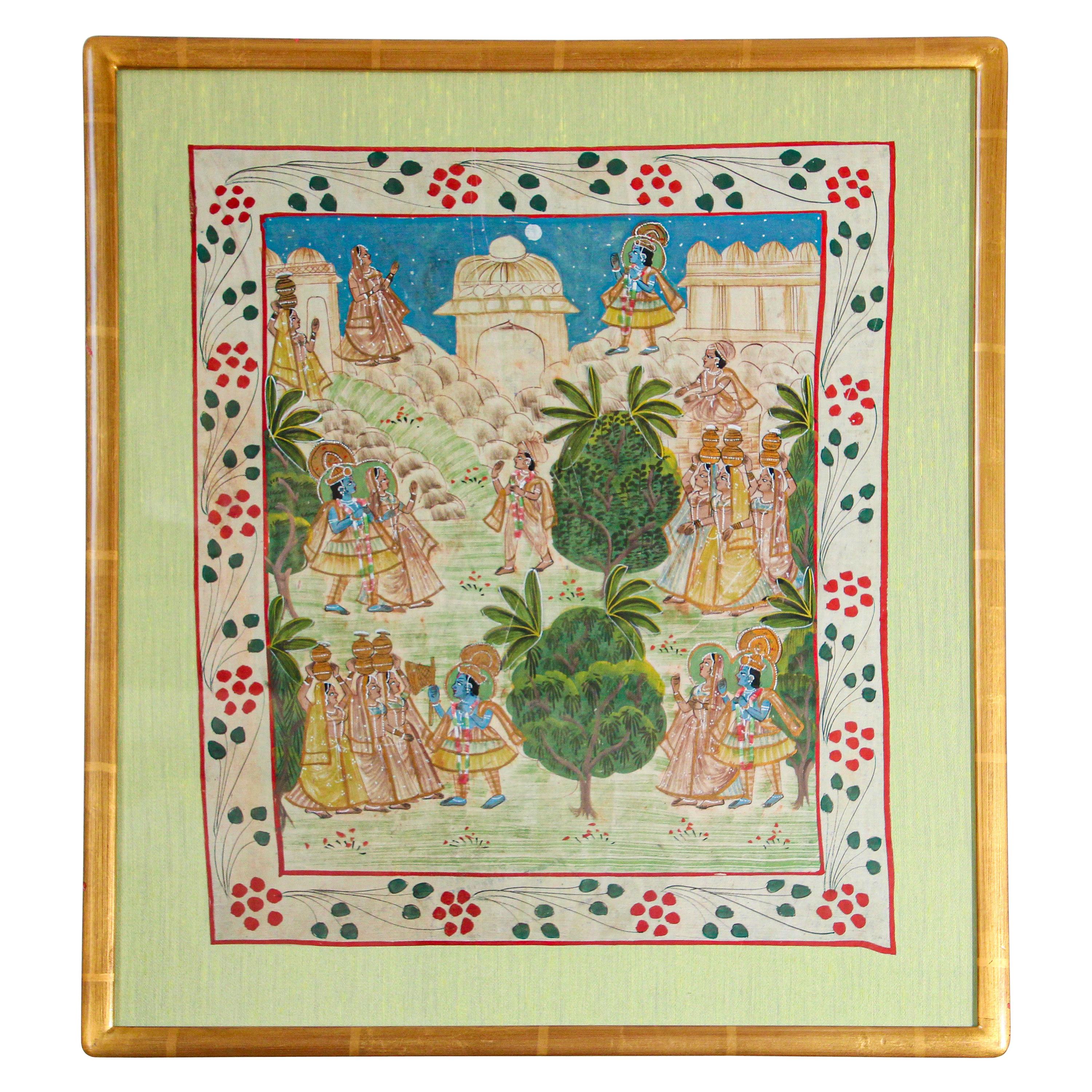 Krishna, Radha, and the Gopis Meet a Young Prince, Picchawai Painting