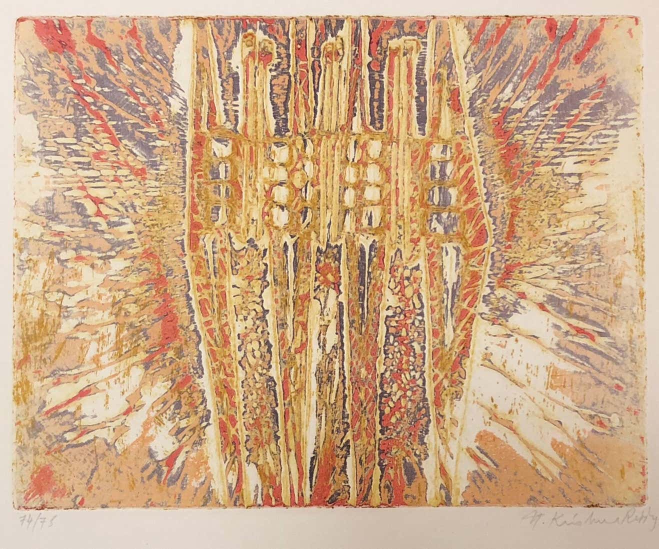 Krishna Reddy - Untitled Intaglio Etching Print in Color Indian ...