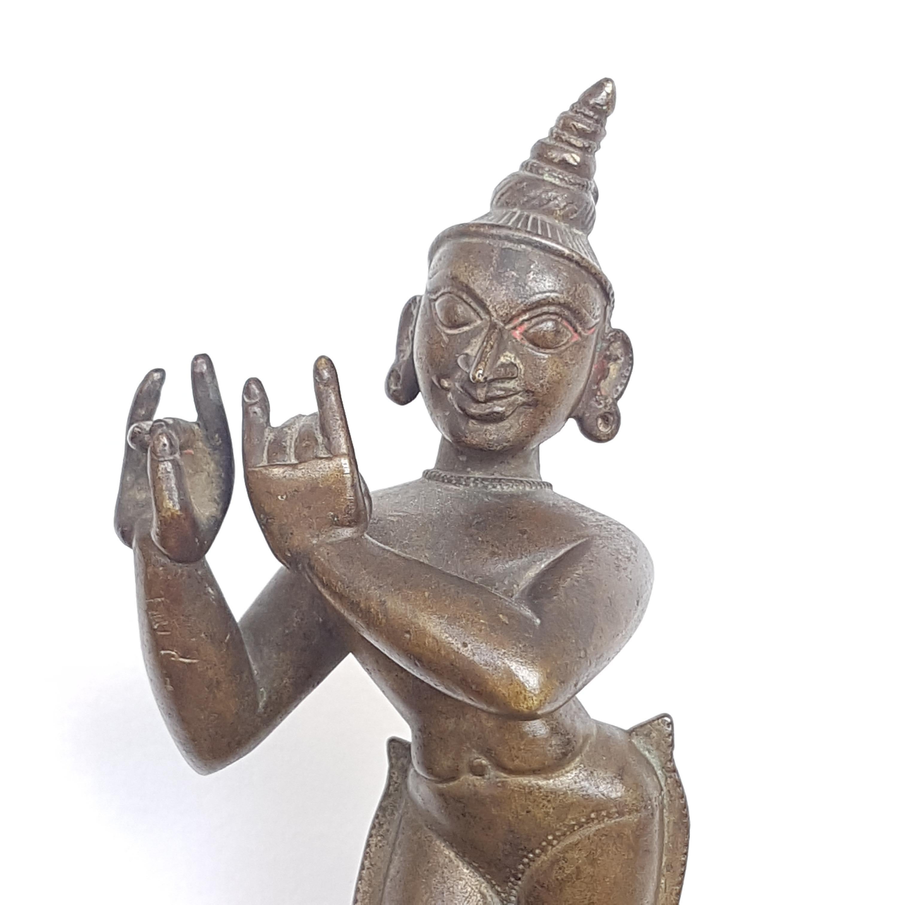 Indian Krishna Venugopal, Orissa/Bengal, India, 18th Century, Cire Perdue Bronze For Sale