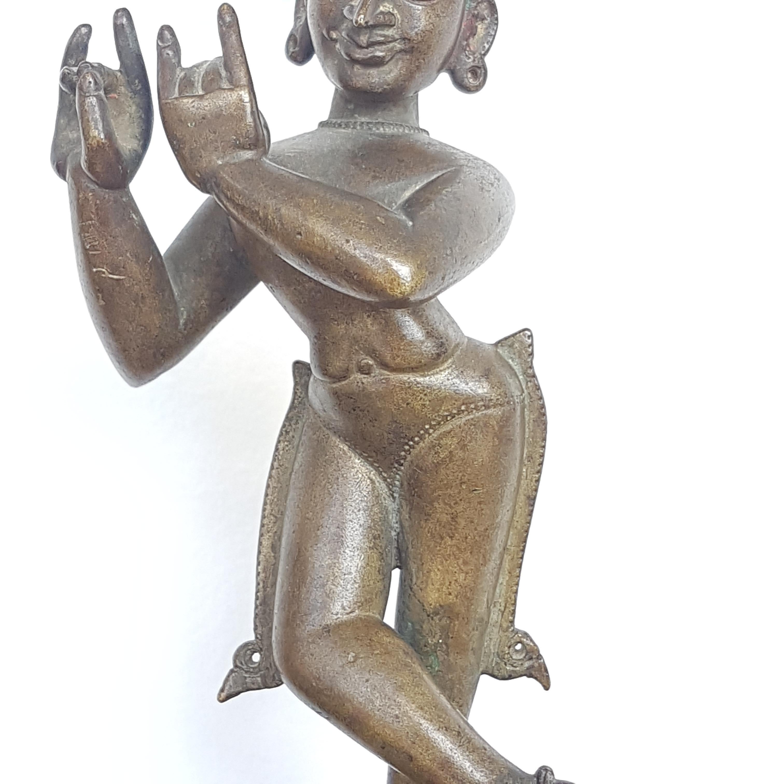 Cast Krishna Venugopal, Orissa/Bengal, India, 18th Century, Cire Perdue Bronze For Sale