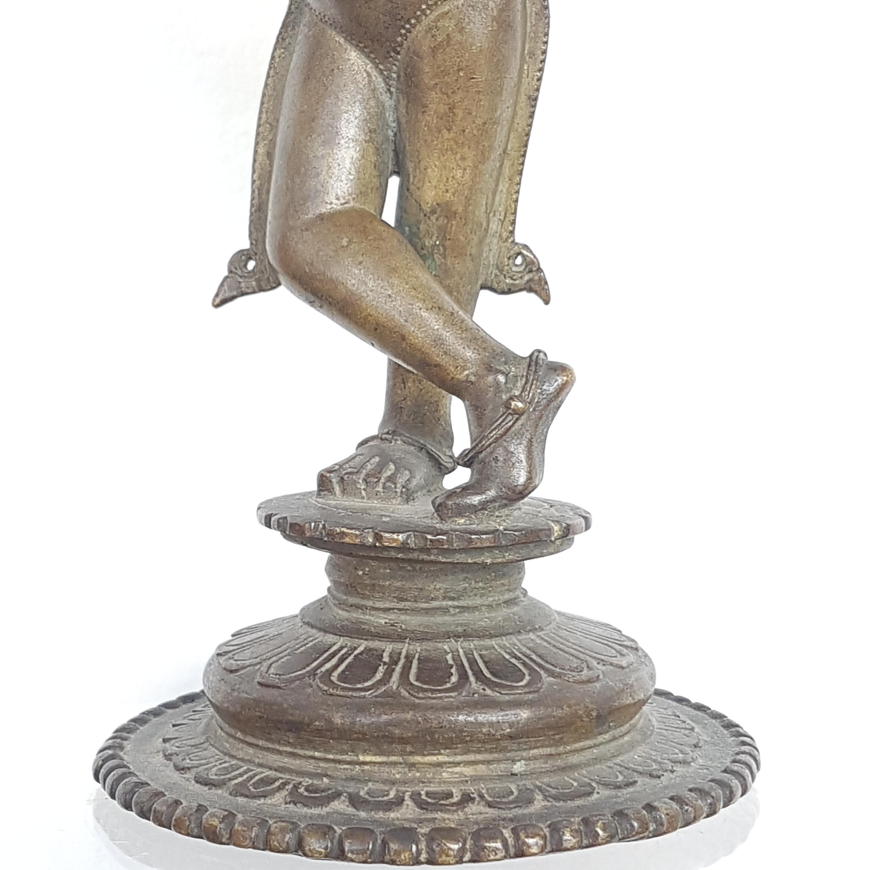 Krishna Venugopal, Orissa/Bengal, India, 18th Century, Cire Perdue Bronze In Good Condition For Sale In Copenhagen, DK