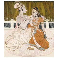 Krishna with His Beloved Radha, after Anglo-Indian Painting by Nihâl Chand
