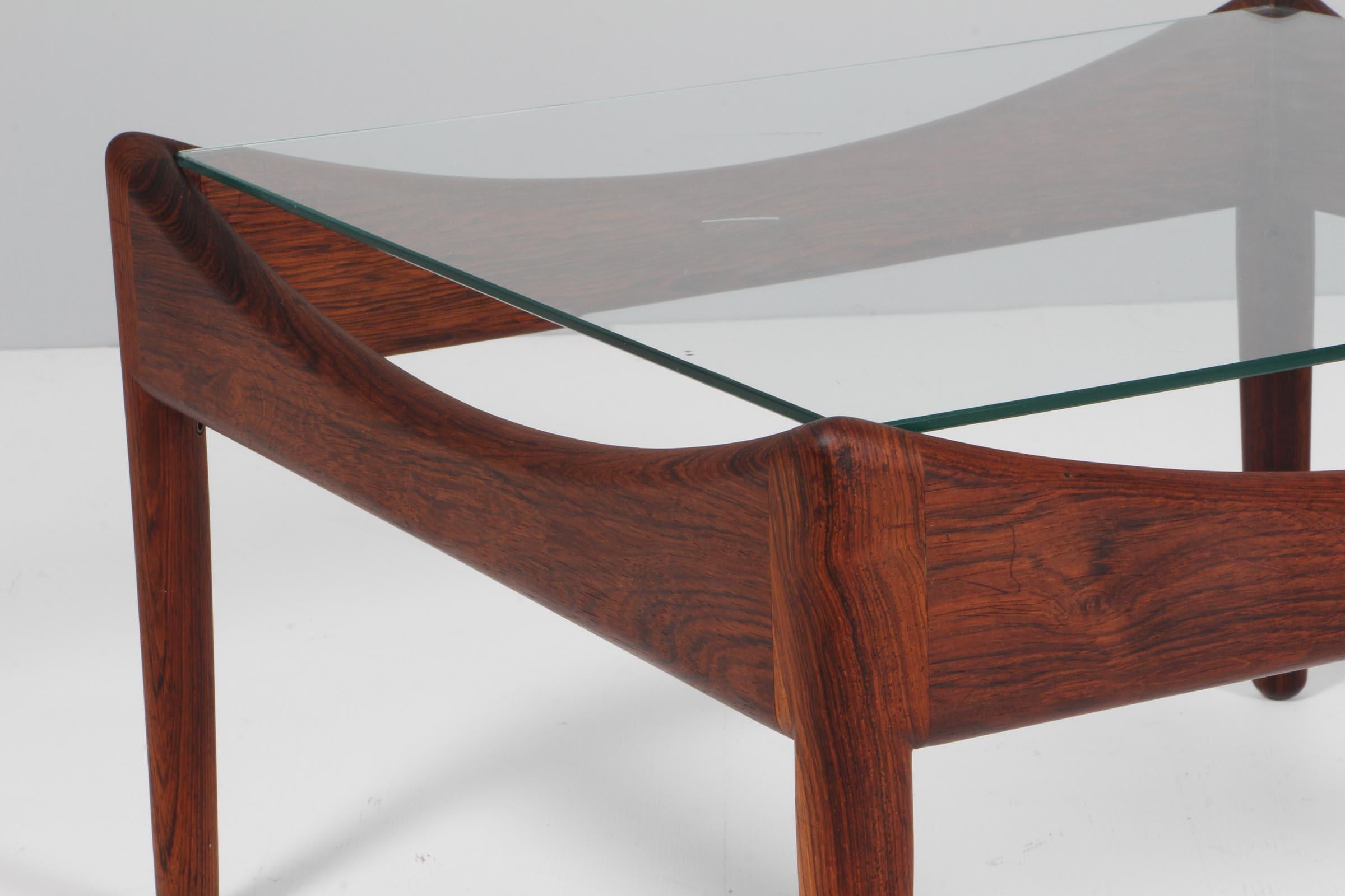 Mid-20th Century Krisitan S. Vedel Coffee Table, Rosewood and glass, Denmark, 1960s For Sale