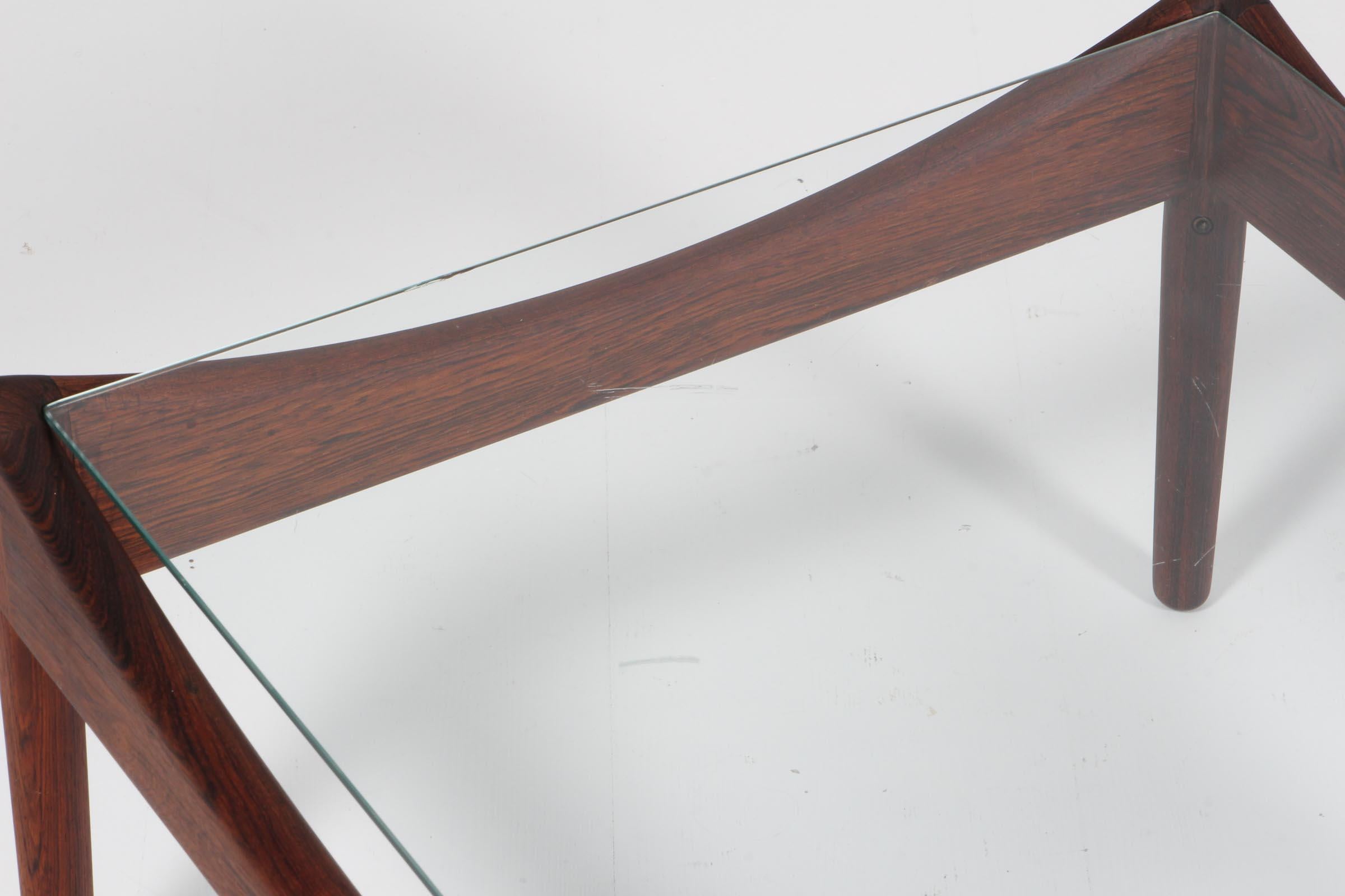 Krisitan S. Vedel Coffee Table, Rosewood and glass, Denmark, 1960s 1