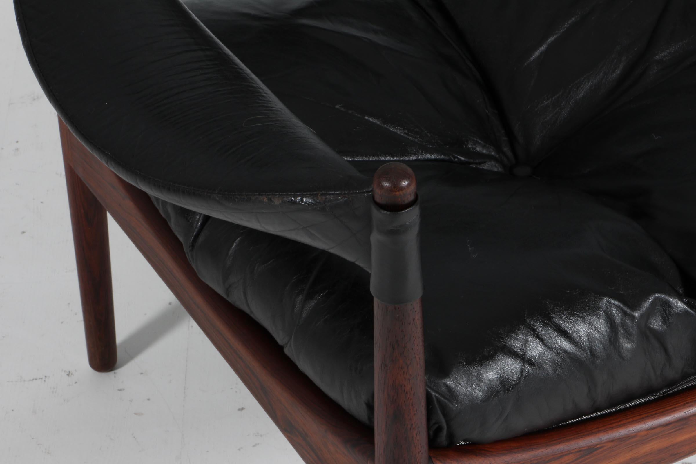 Scandinavian Modern Krisitan S. Vedel lounge chair model Modus, rosewood and Leather, Denmark, 1960s