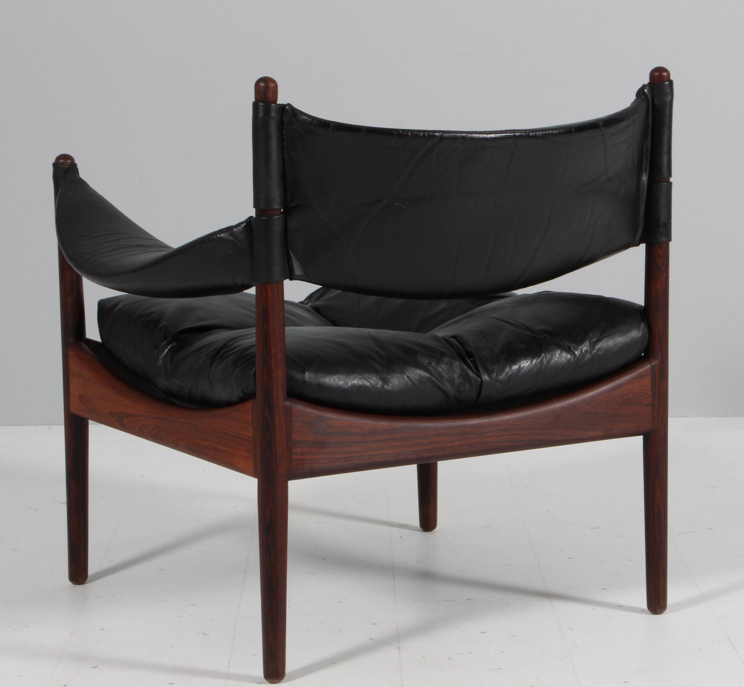 Mid-20th Century Krisitan S. Vedel lounge chair model Modus, rosewood and Leather, Denmark, 1960s