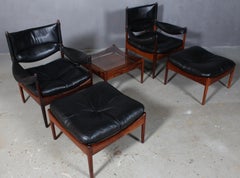Krisitan S. Vedel Pair of Lounge Suite, Leather Rosewood