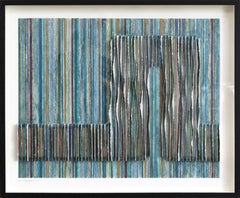 Diversion - Blue Tone Abstract Framed Mixed Media Sculptural Paper Artwork