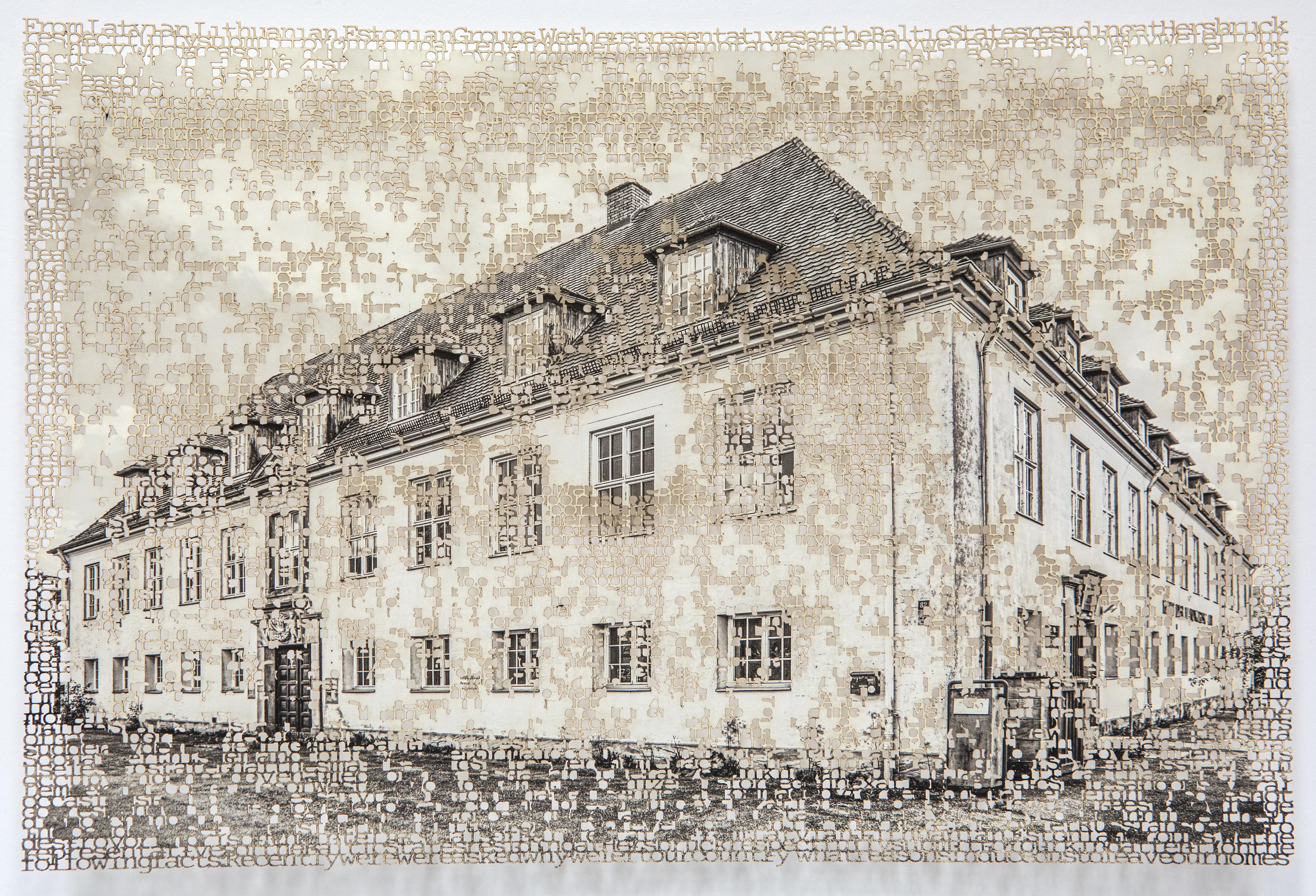 Krista Svalbonas Black and White Photograph - Hersbruck 1, Laser cut archival pigment ink print, signed, numbered, framed 