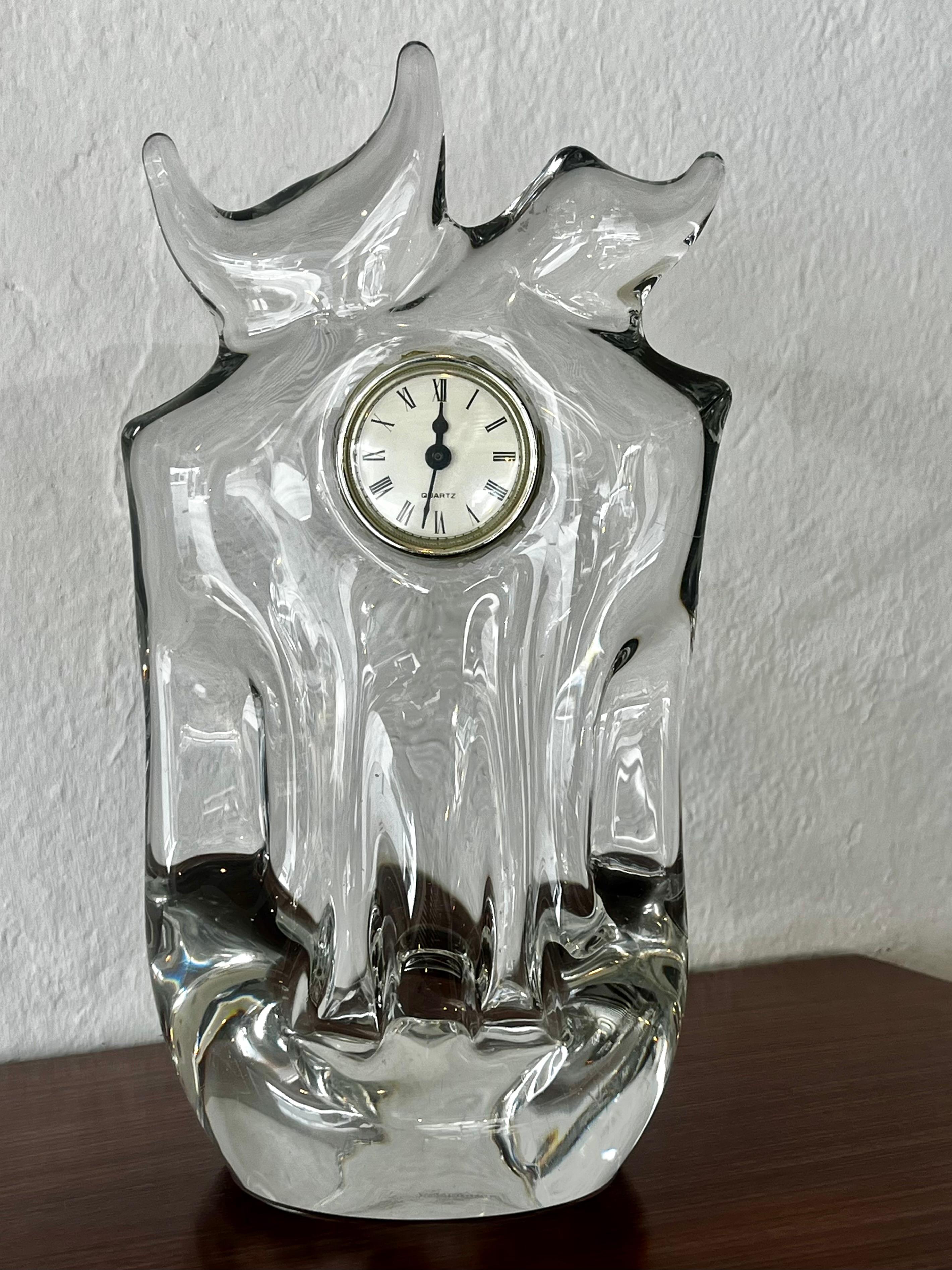 Mid-Century Modern Kristaluxus Art Glass Desk Clock For Sale