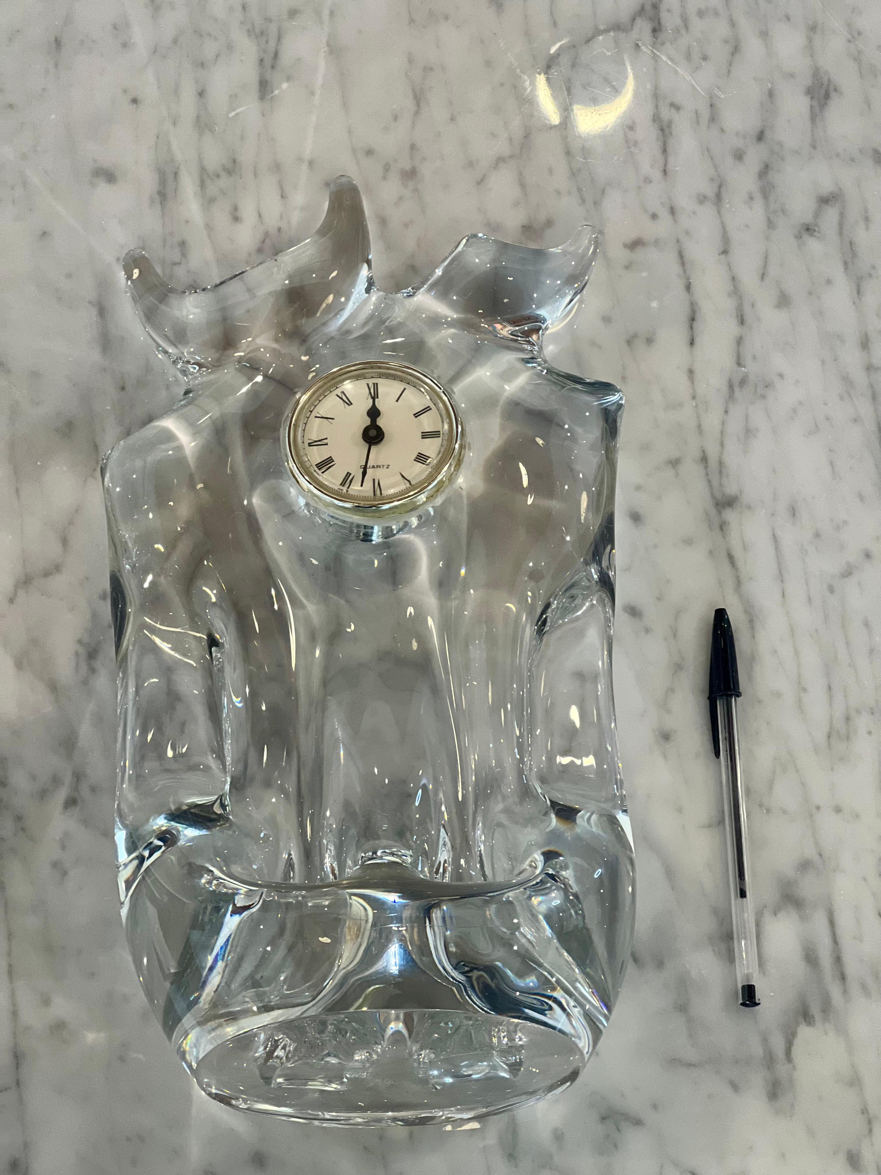 Late 20th Century Kristaluxus Art Glass Desk Clock For Sale