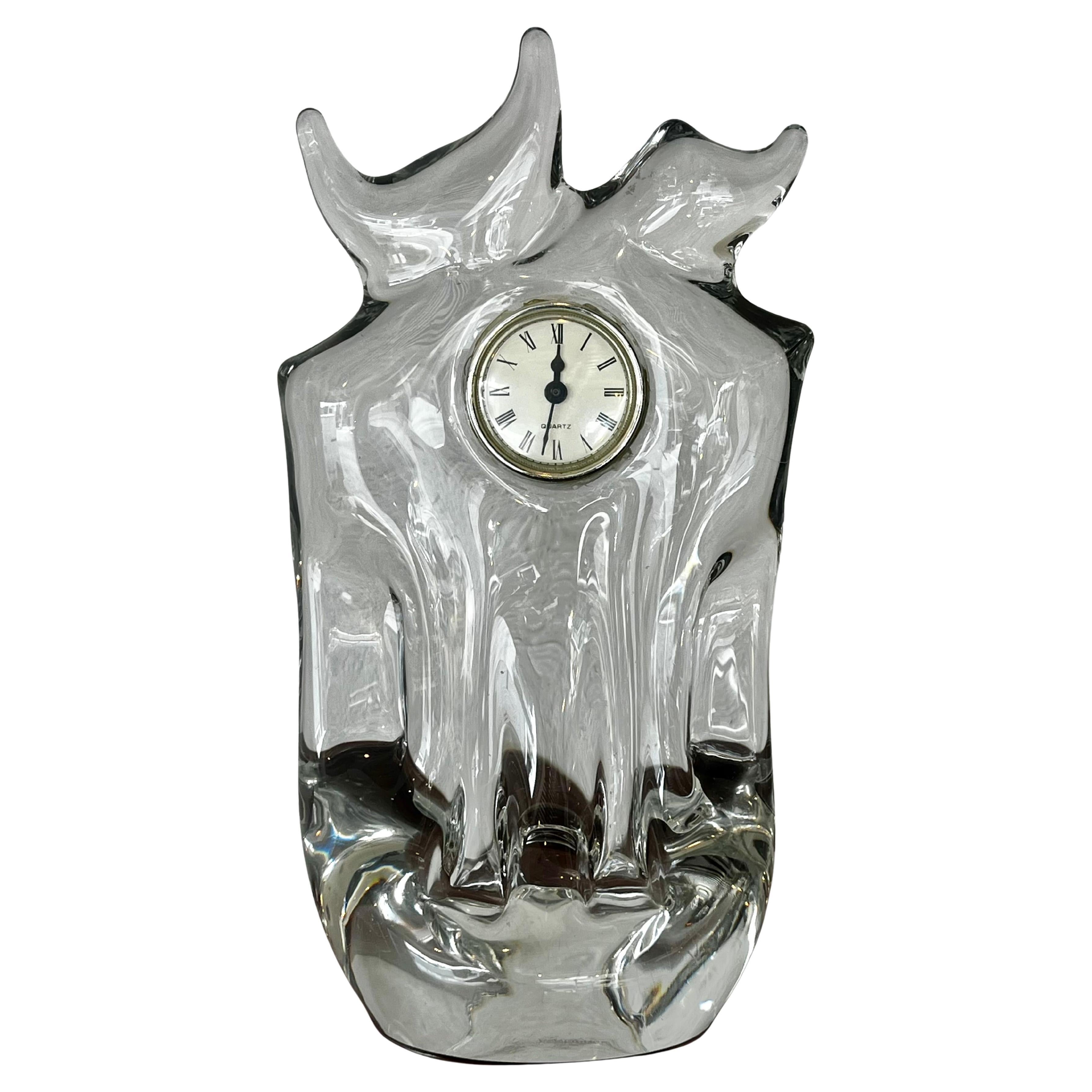 Horloge de bureau en verre d'art Kristaluxus