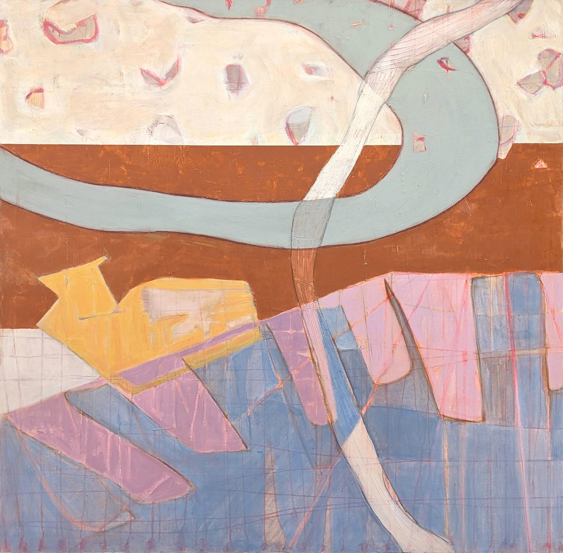 Kristen Anton Still-Life Painting - "It's a Still Life" Contemporary Colorful Pastel Toned Abstract Still Life