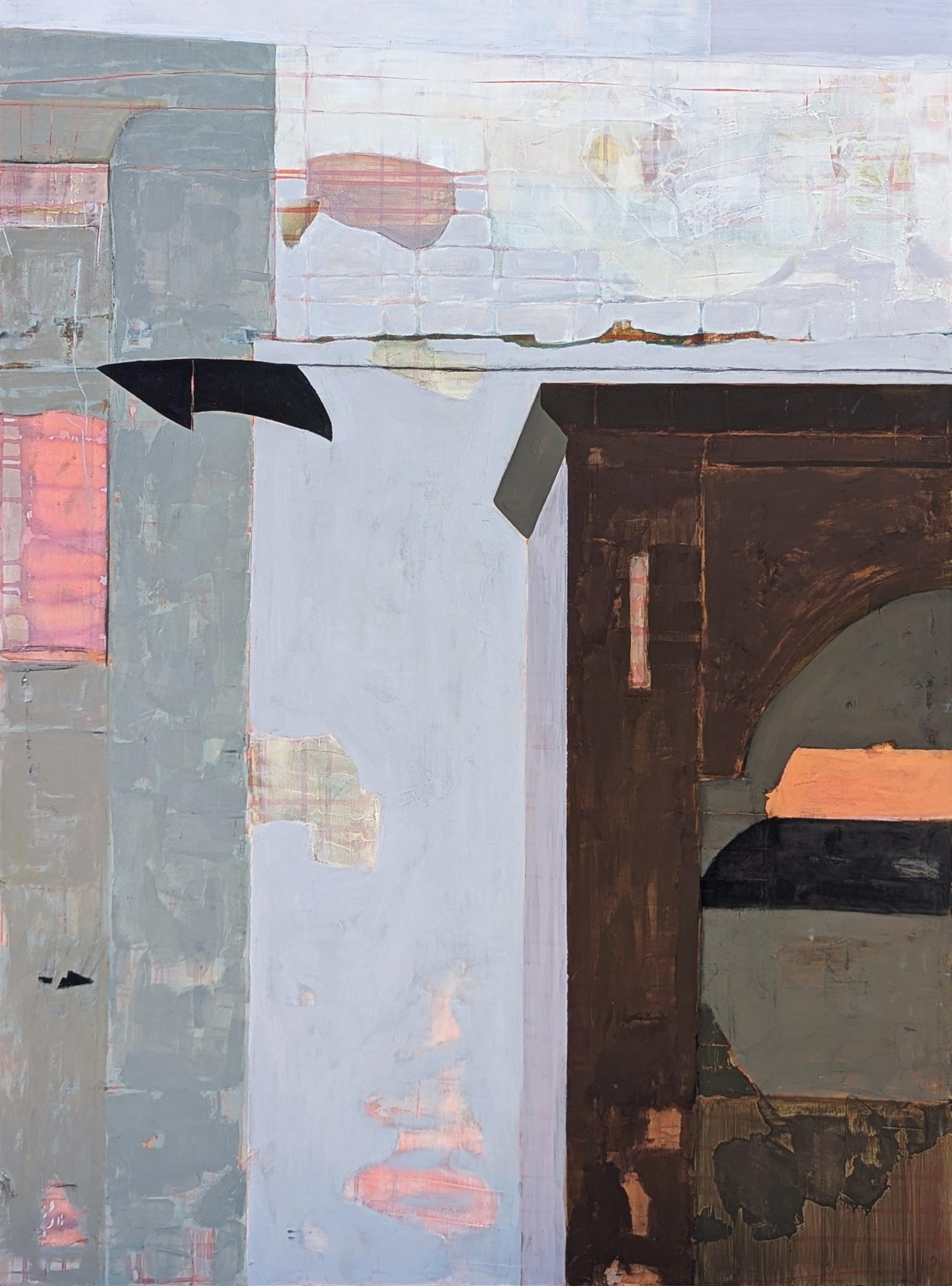 Kristen Anton Abstract Painting - “Mr. Melville’s Kitchen” Contemporary Pastel Toned Abstract Still Life Painting