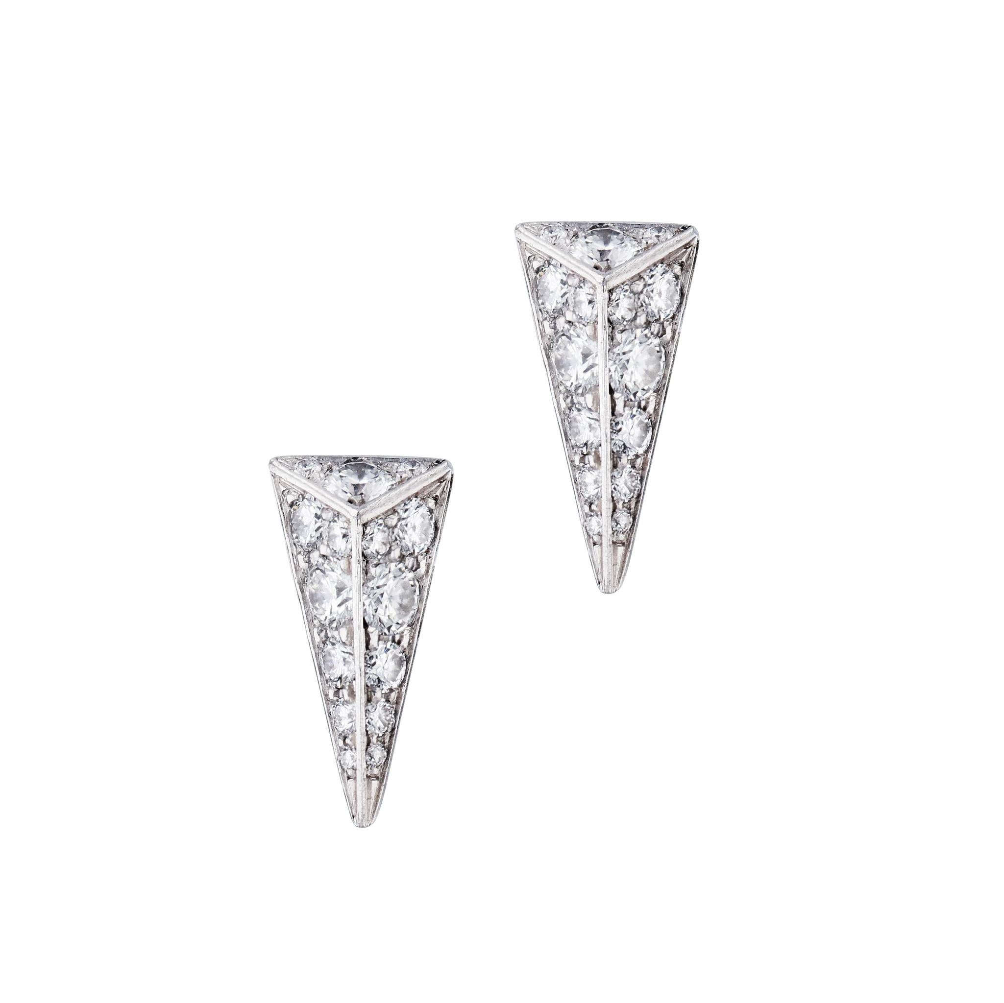 Modern Kristen Farrel Diamond White Gold Estate Earrings For Sale