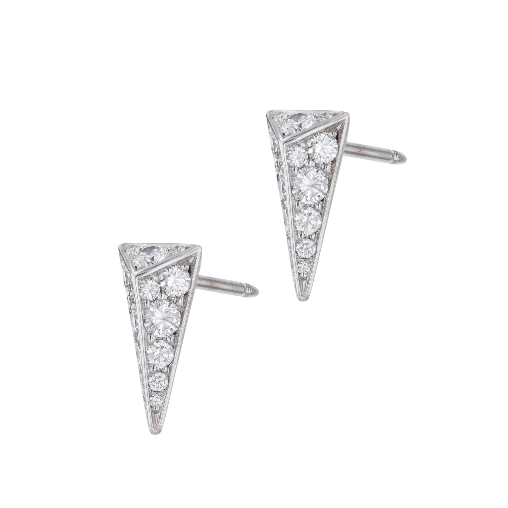 Round Cut Kristen Farrel Diamond White Gold Estate Earrings For Sale