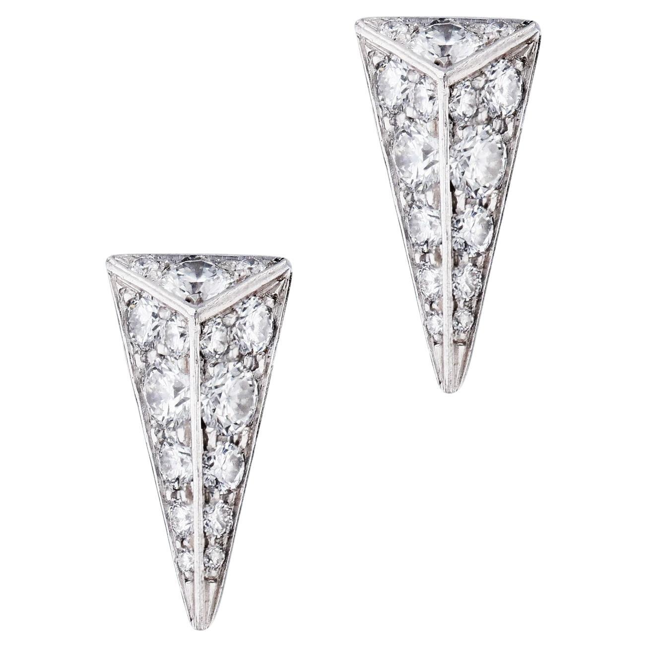 Kristen Farrel Diamond White Gold Estate Earrings
