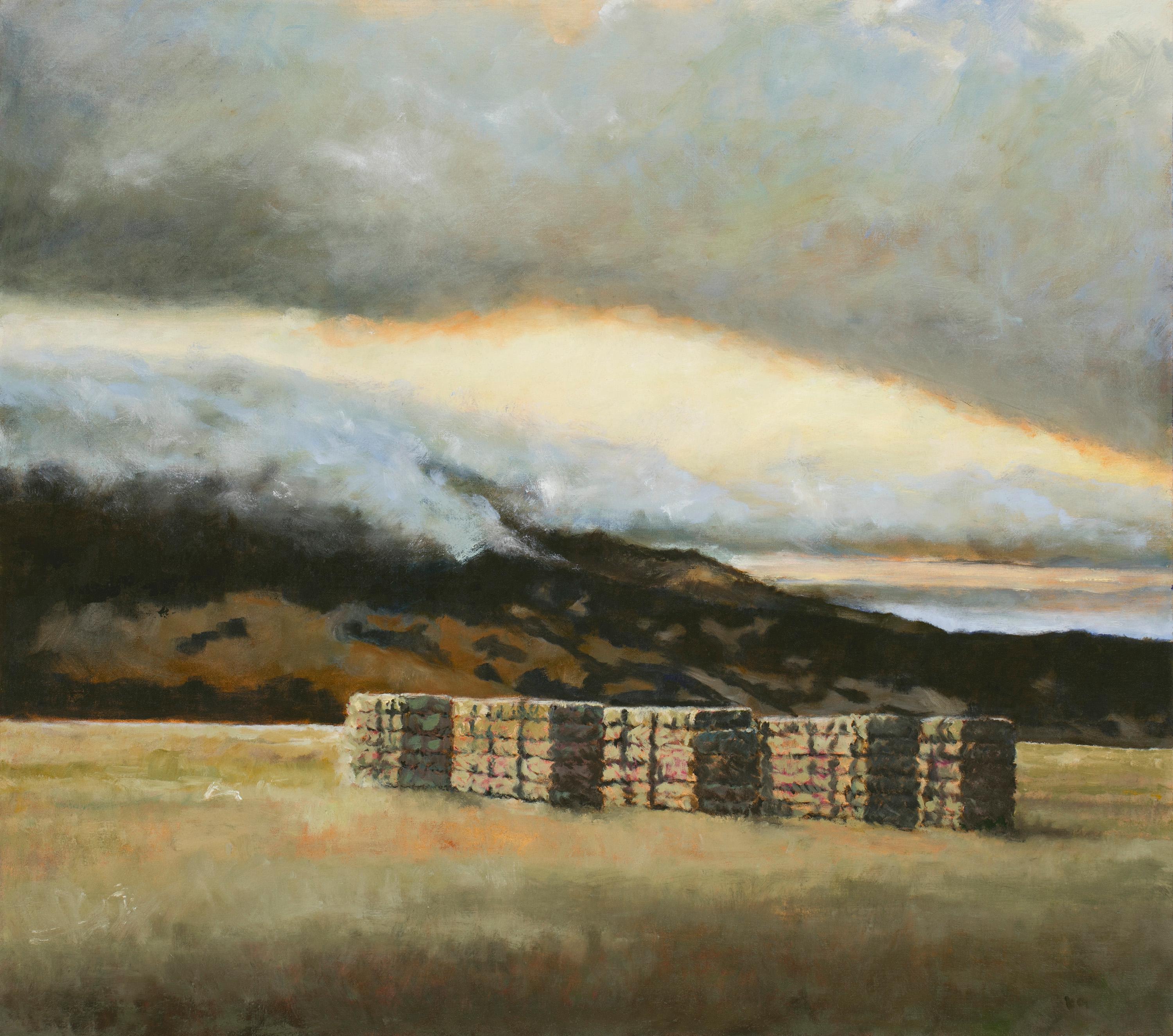 Kristen Garneau Landscape Painting - Haybales