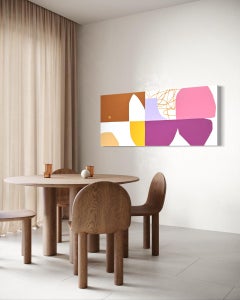 "Grapefruit & Honey", Abstract Painting, Acrylic on Canvas, 30"x70".