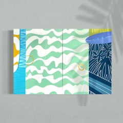 "No Shirt. No Shoes. No Problem." Original Abstract Diptych Painting, 40"x60".