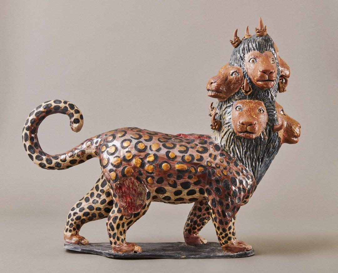 Beast of the Apocalypse, 21st Century Contemporary Ceramic of Animal - Sculpture by Kristen Newell