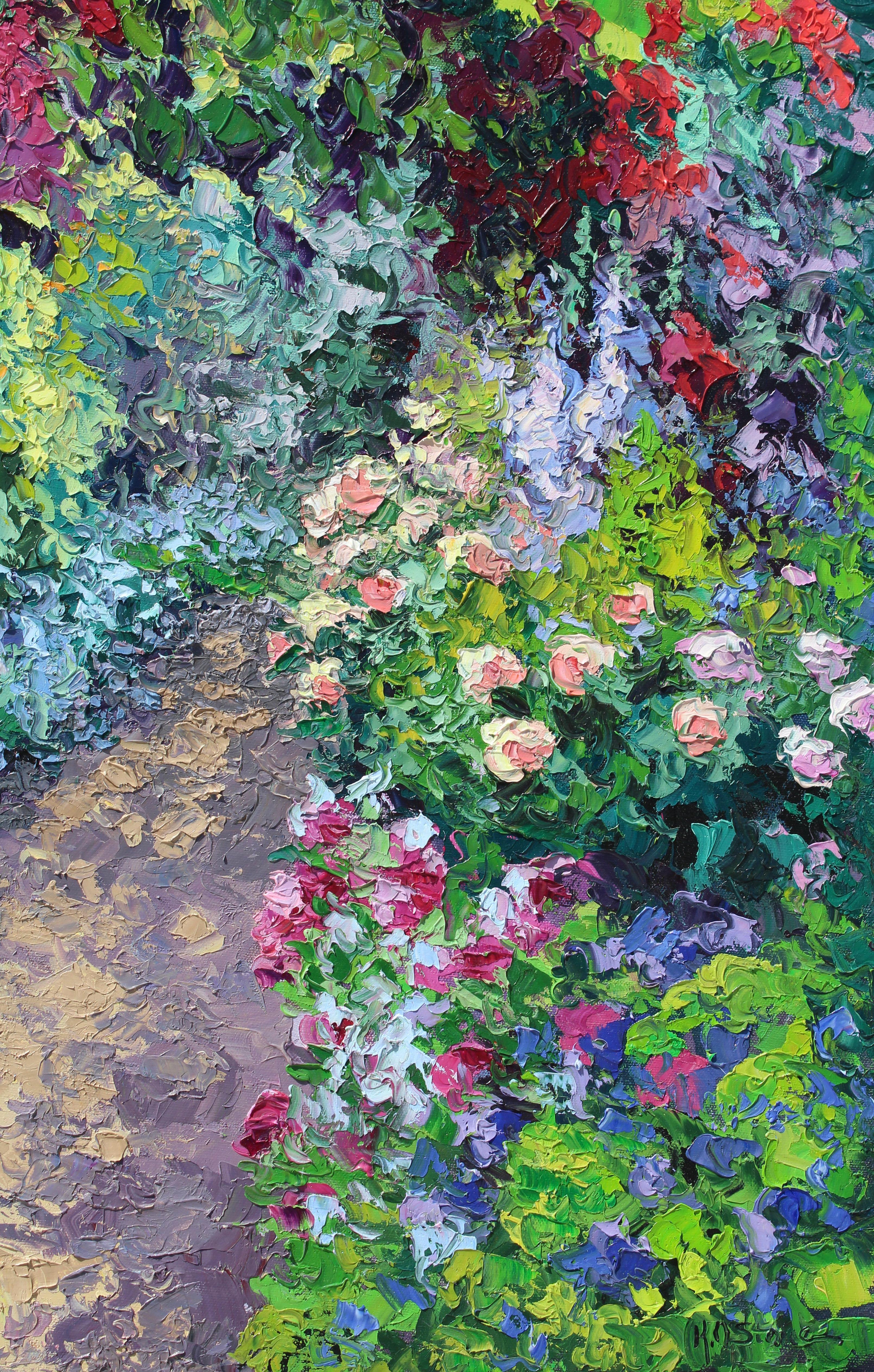 Un giardino per la regina - paesaggio originale di impressionismo astratto - arte contemporanea - Painting Realismo di Kristen Olson Stone