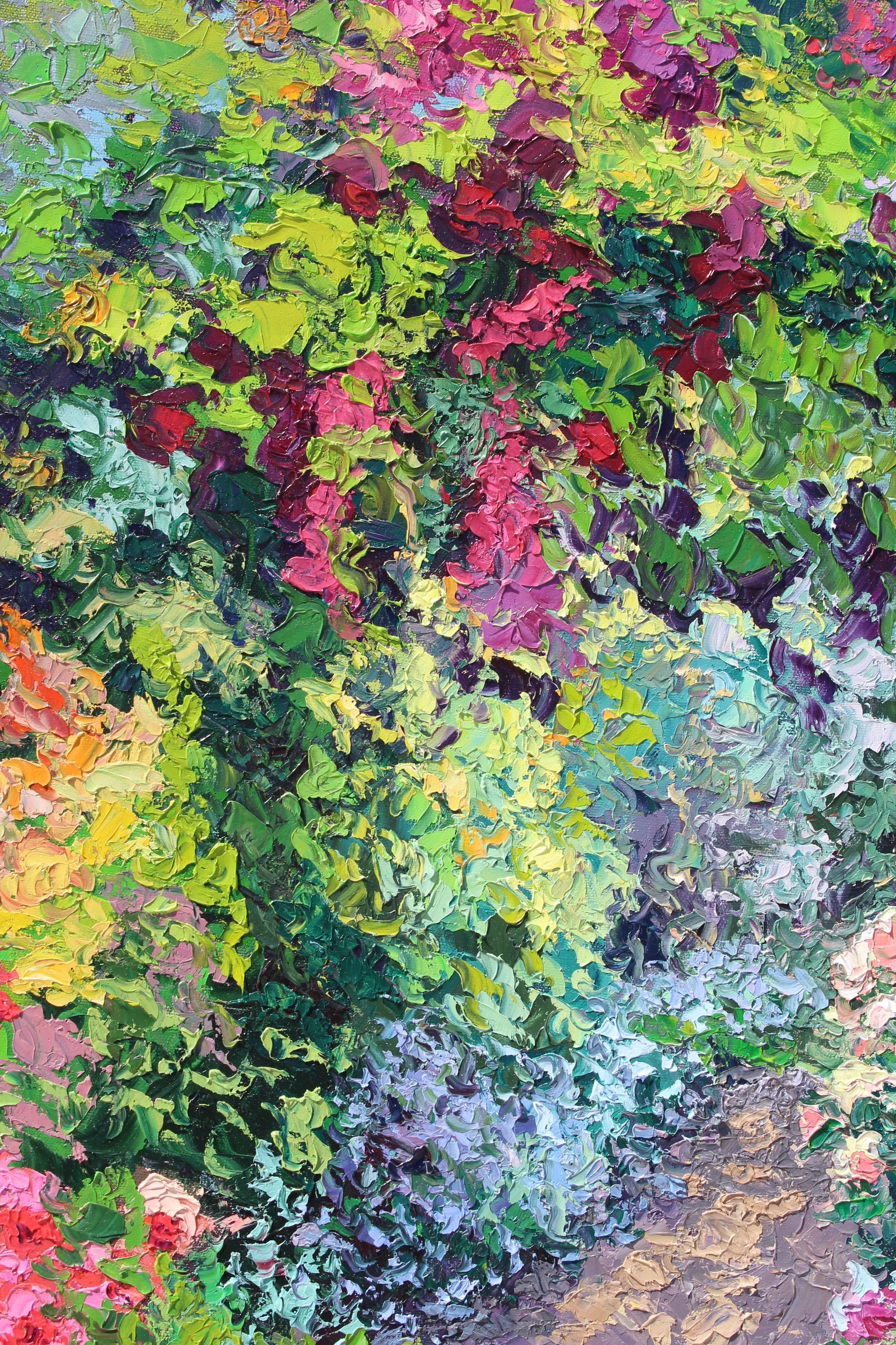 Un giardino per la regina - paesaggio originale di impressionismo astratto - arte contemporanea - Landscape Painting Grigio di Kristen Olson Stone
