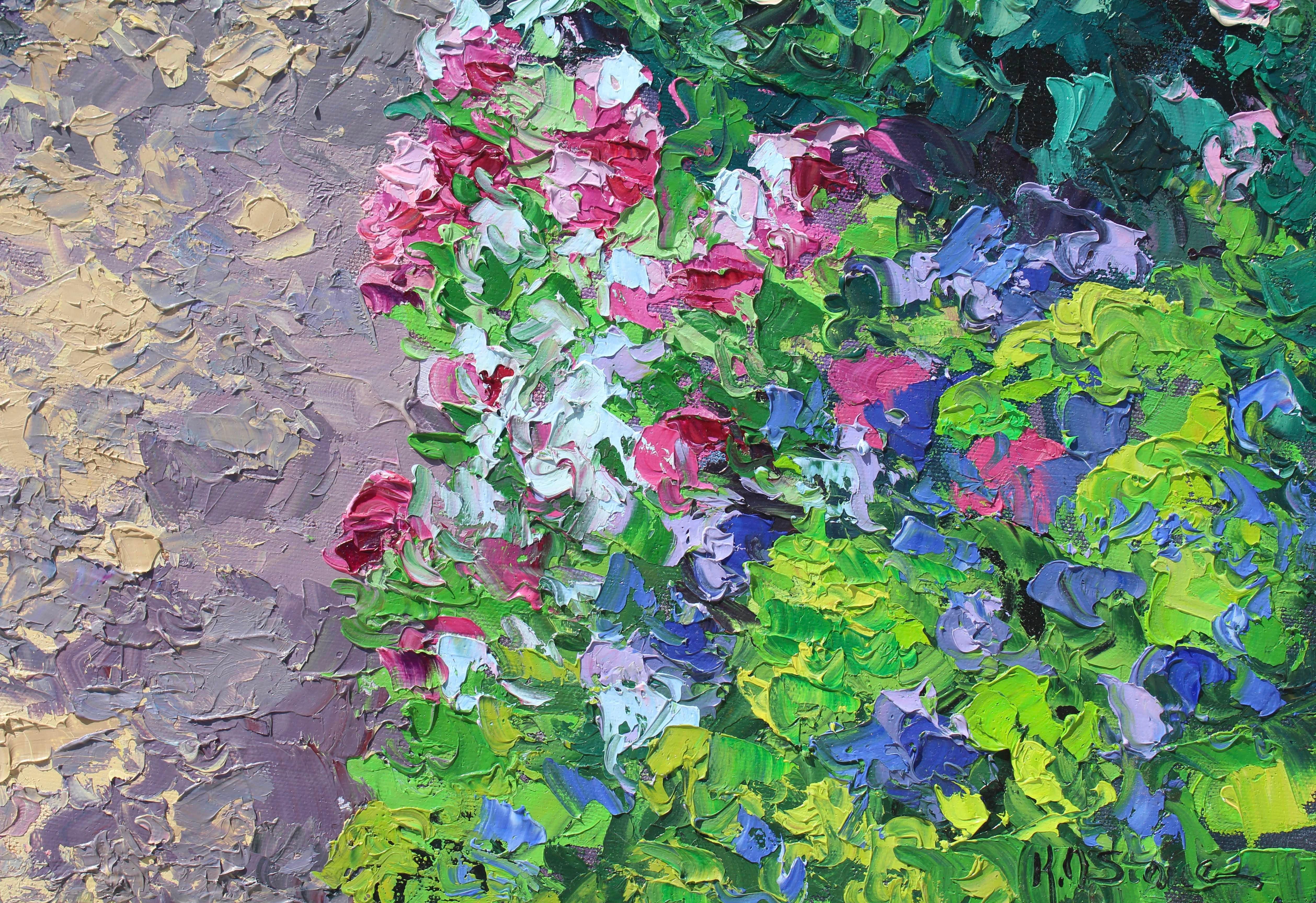Un giardino per la regina - paesaggio originale di impressionismo astratto - arte contemporanea 2