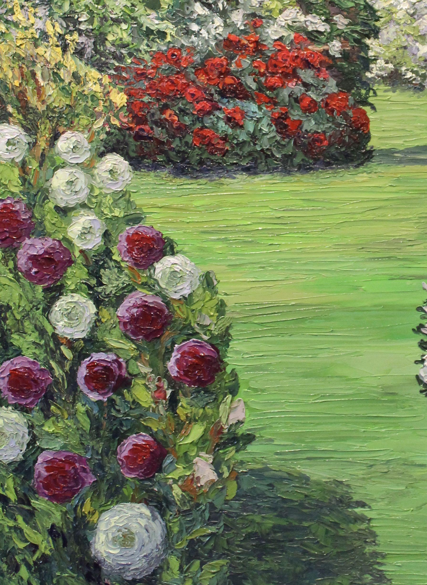 French Country Garden, Painting, Oil on Canvas For Sale 2