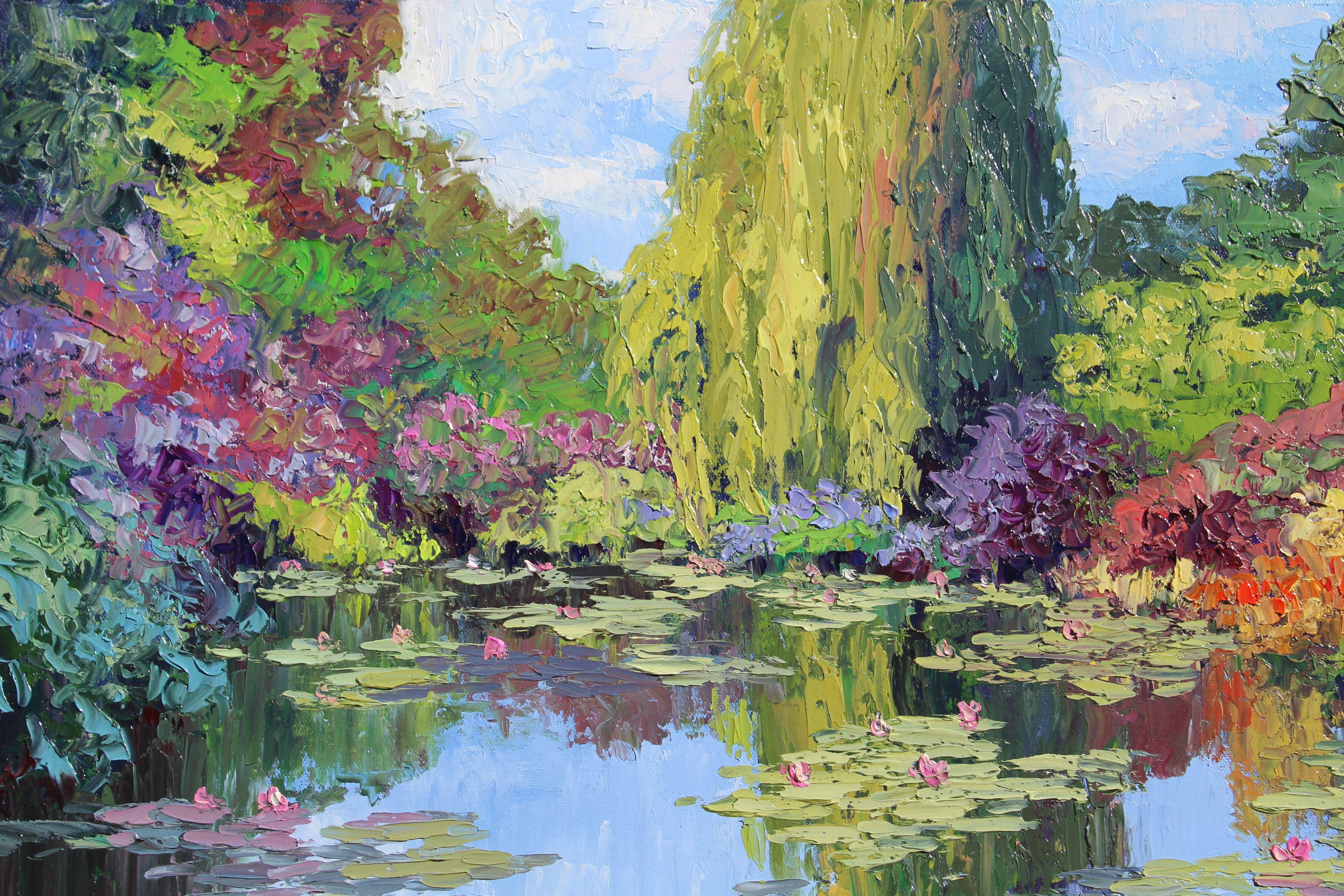 Giverny Gardens, Painting, Oil on Canvas For Sale 2