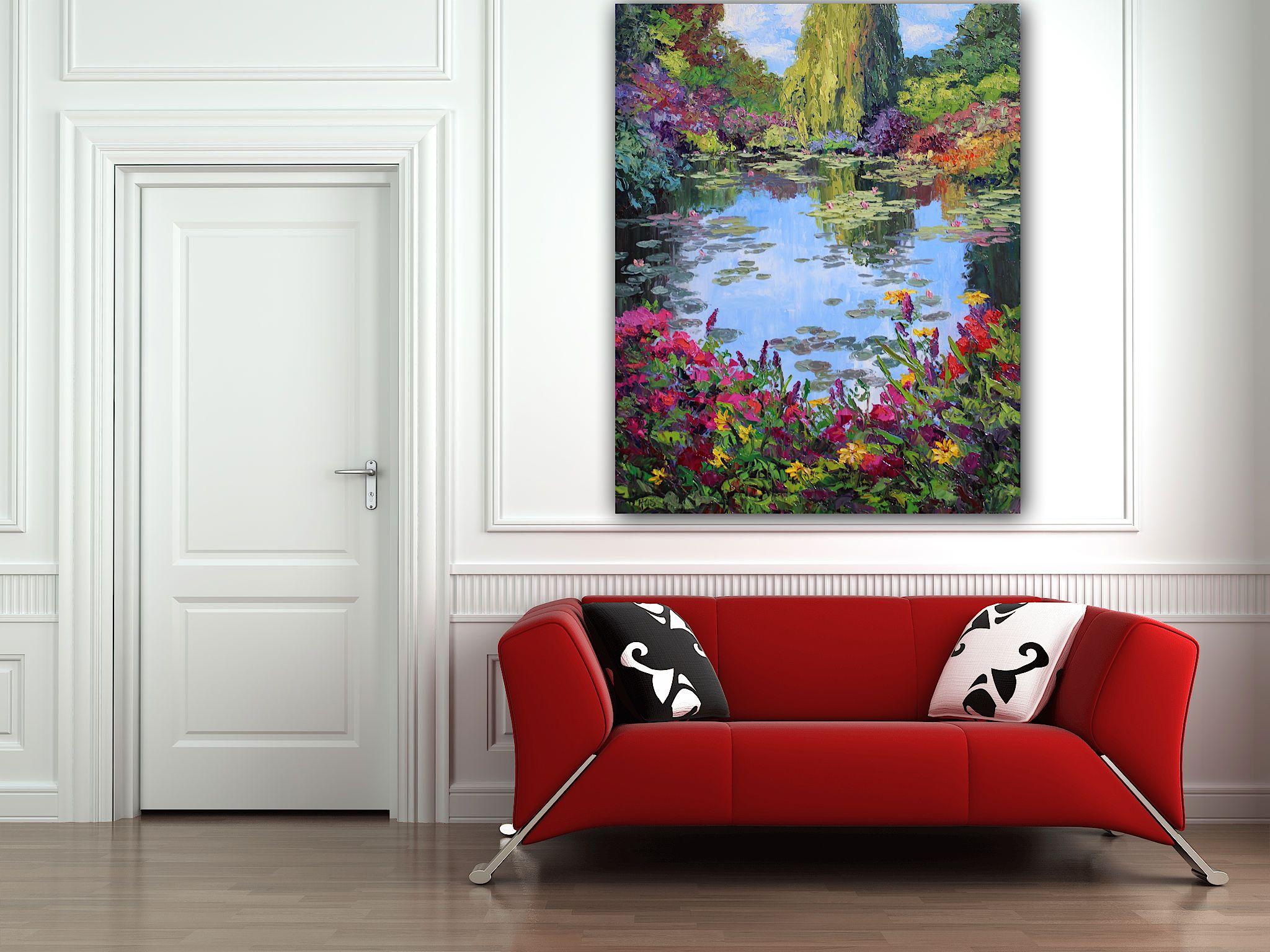 Giverny Gardens, Painting, Oil on Canvas For Sale 3