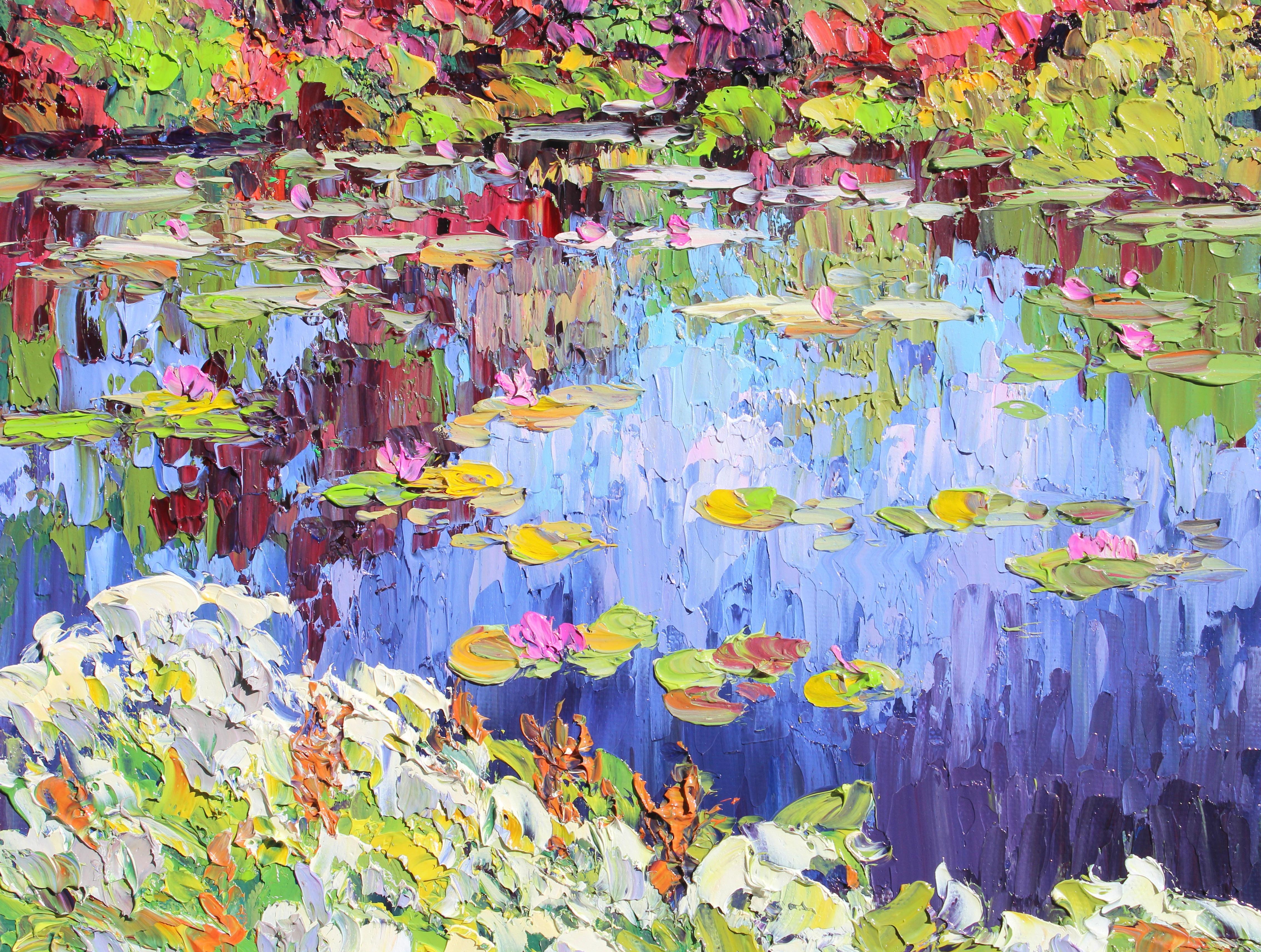 Monet Sonríe - original paisaje impresionismo abstracto - arte contemporáneo - Painting de Kristen Olson Stone