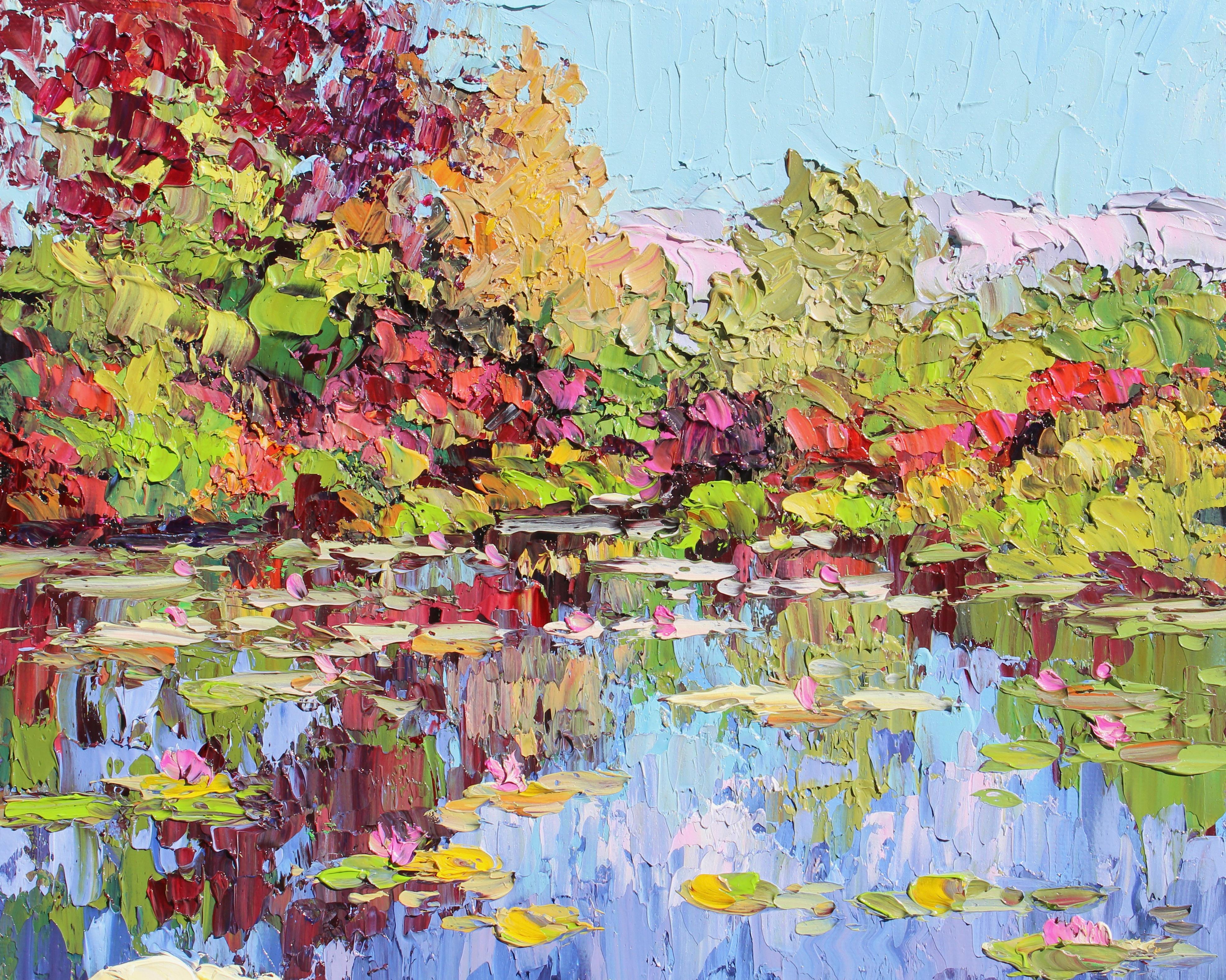 Monet Sonríe - original paisaje impresionismo abstracto - arte contemporáneo - Painting Realista de Kristen Olson Stone