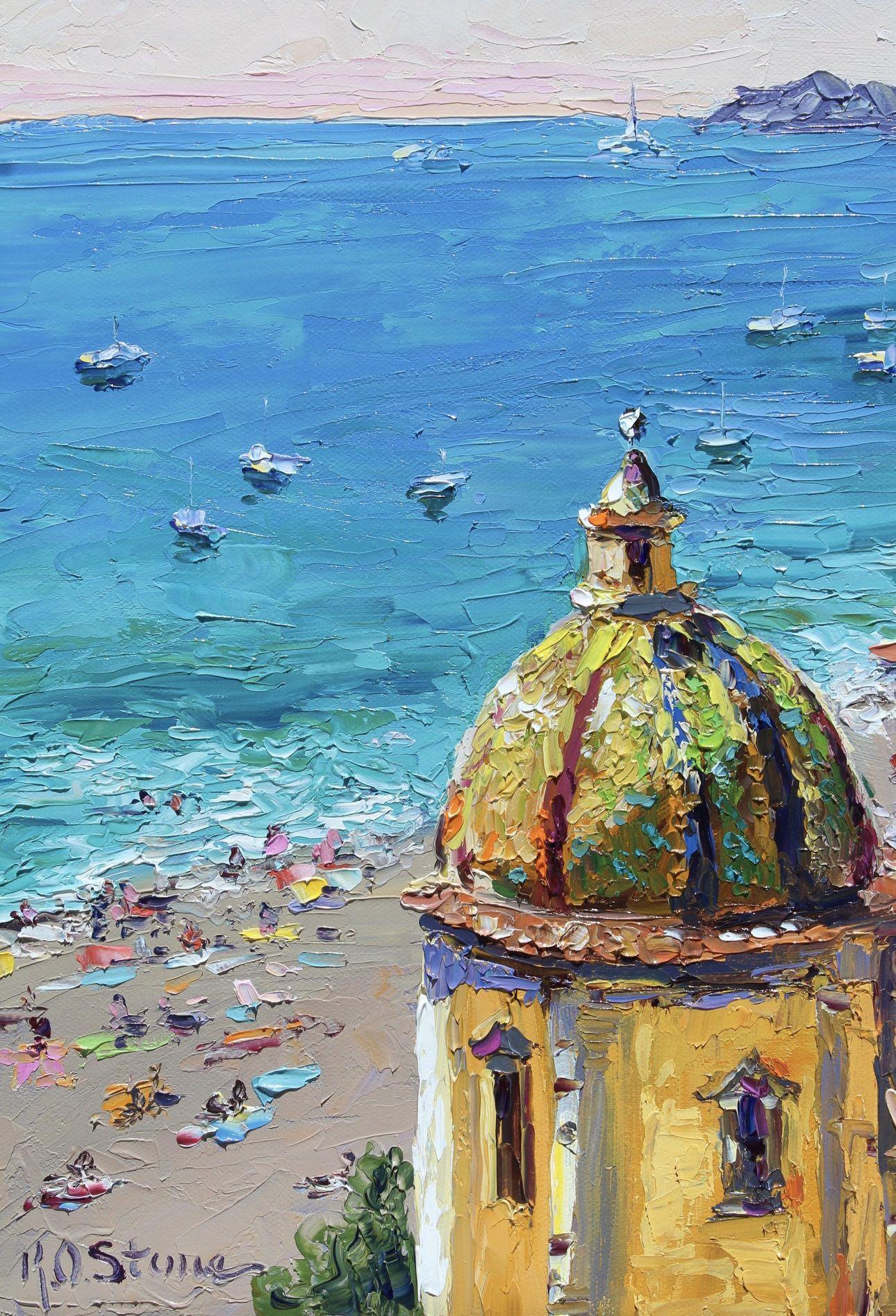 Santa Maria Assunta, Positano, Painting, Oil on Canvas For Sale 2