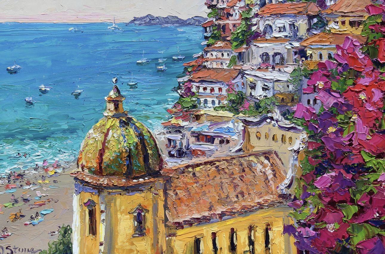 Santa Maria Assunta, Positano, Painting, Oil on Canvas For Sale 3