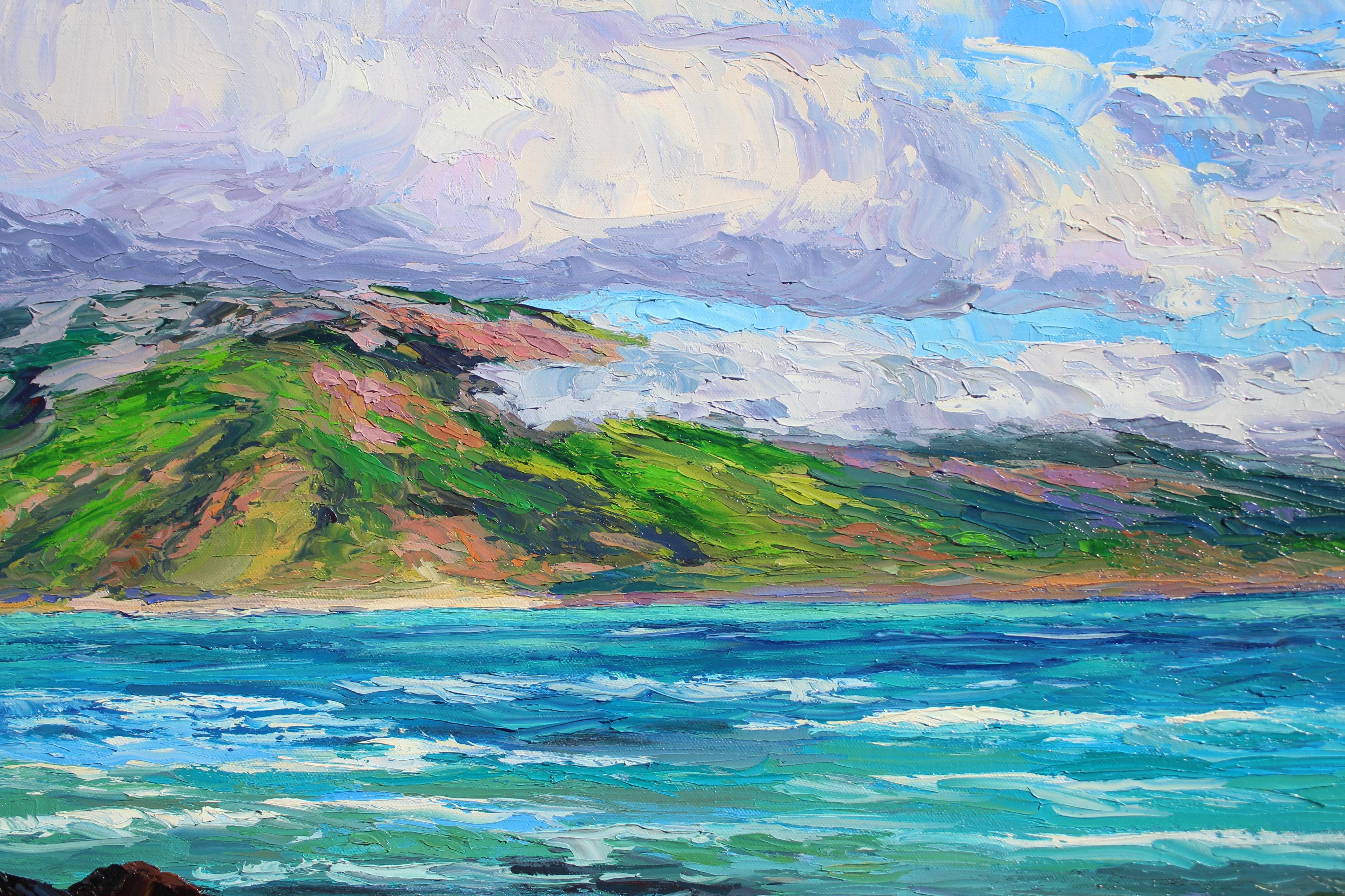 Secret Cove Beach, Maui, Painting, Oil on Canvas For Sale 2