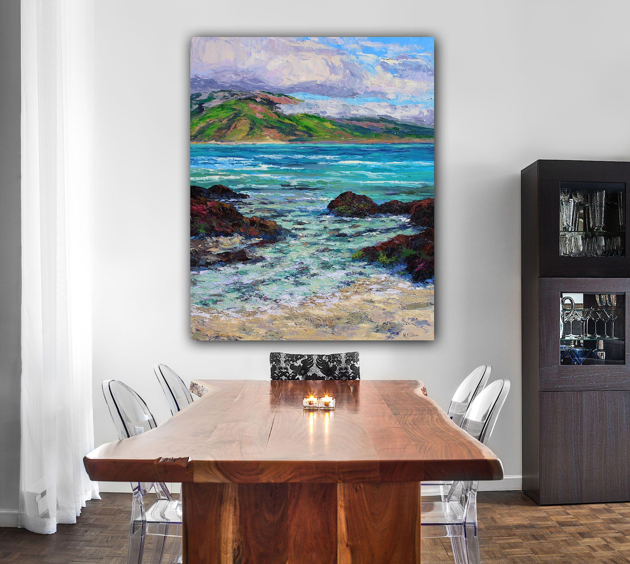 Secret Cove Beach, Maui, Painting, Oil on Canvas For Sale 3