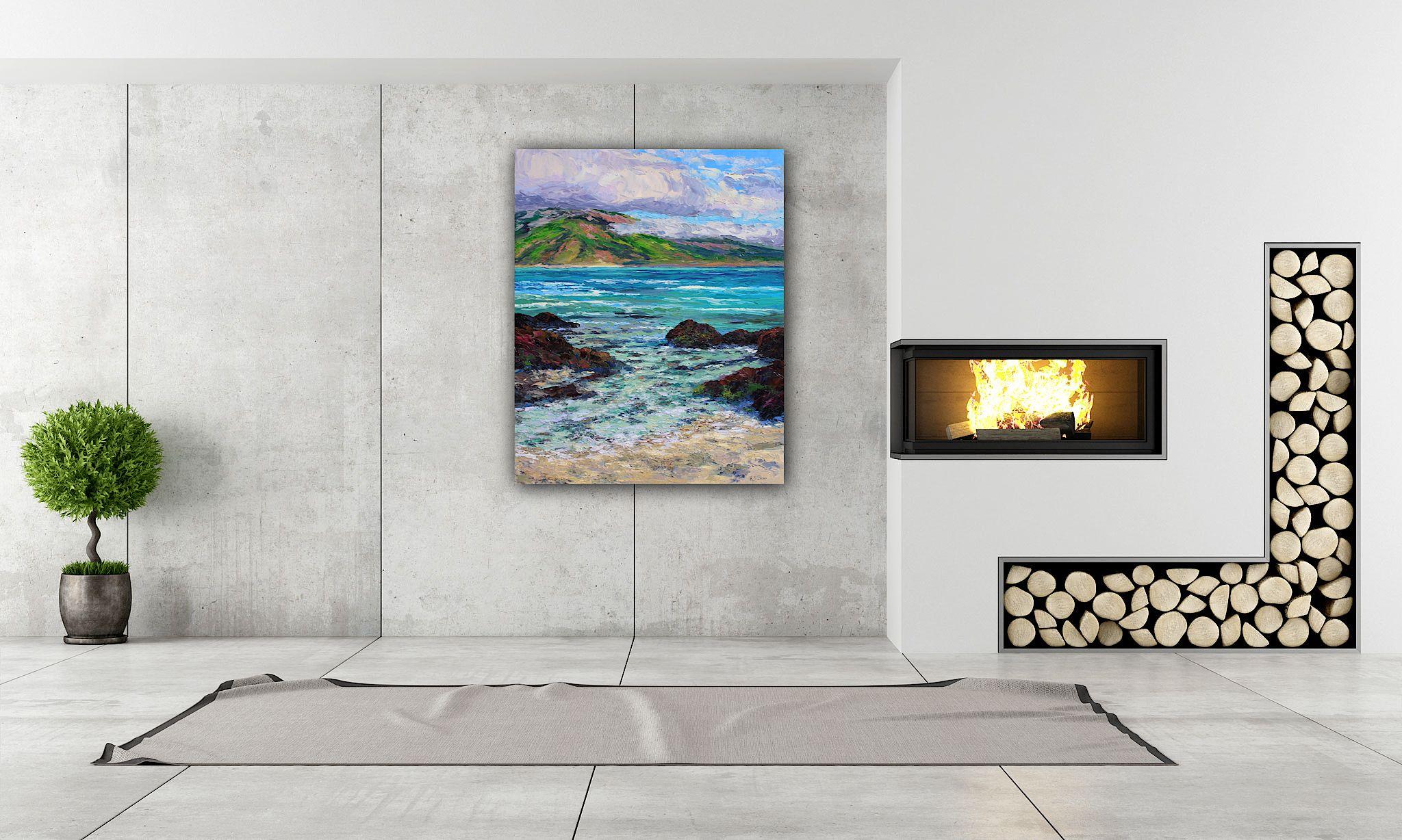 Secret Cove Beach, Maui, Painting, Oil on Canvas For Sale 4