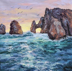 Envol au-dessus de Cabo San Lucas, peinture, huile sur toile