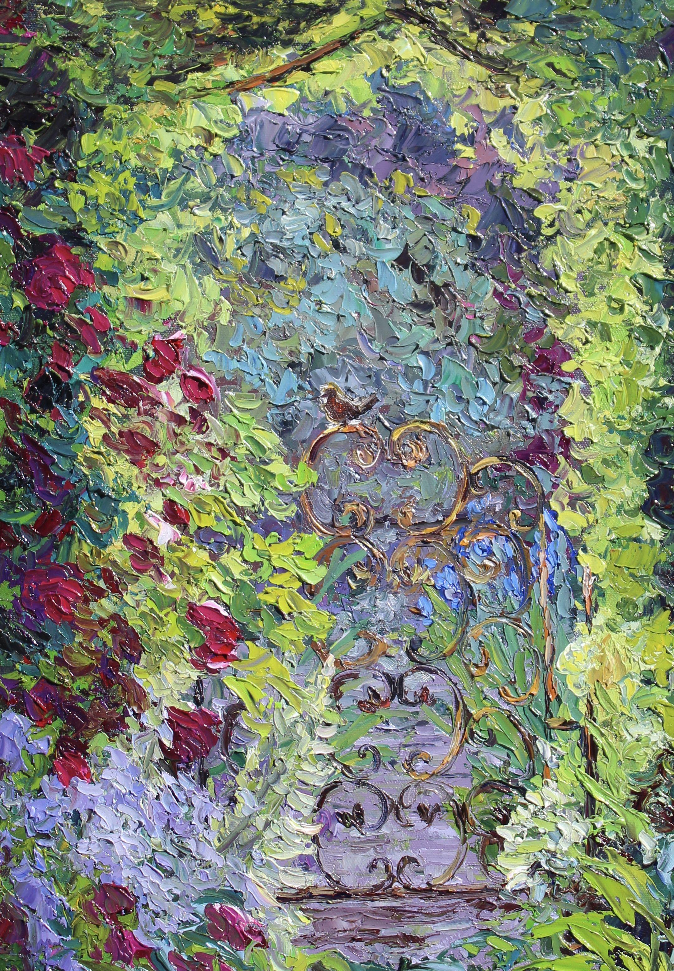 La sentinella del giardino, Pittura, Olio su tela - Painting Impressionismo di Kristen Olson Stone