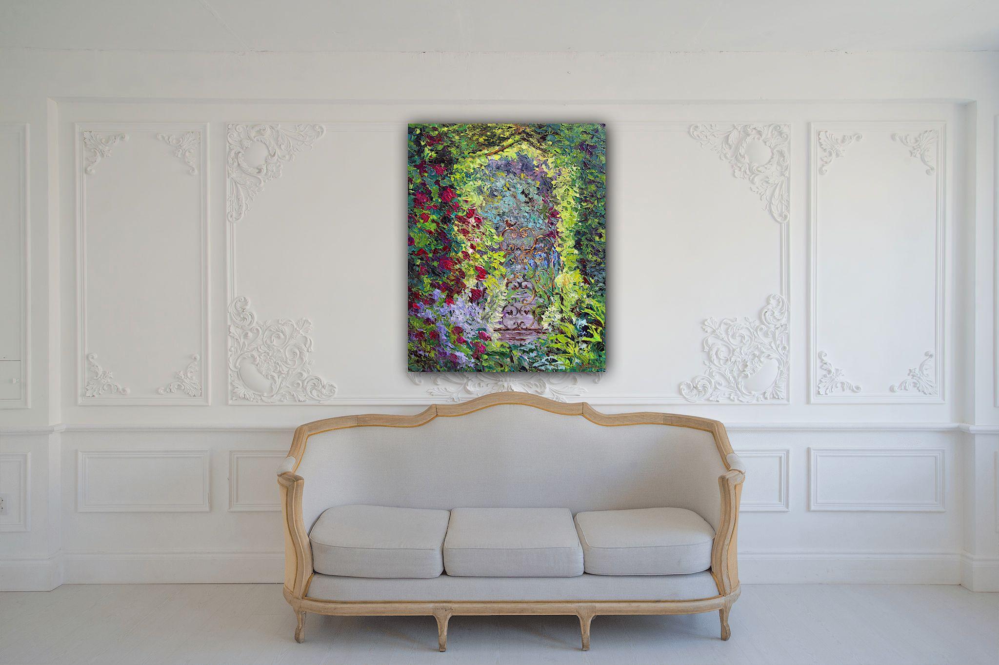 La sentinella del giardino, Pittura, Olio su tela in vendita 2