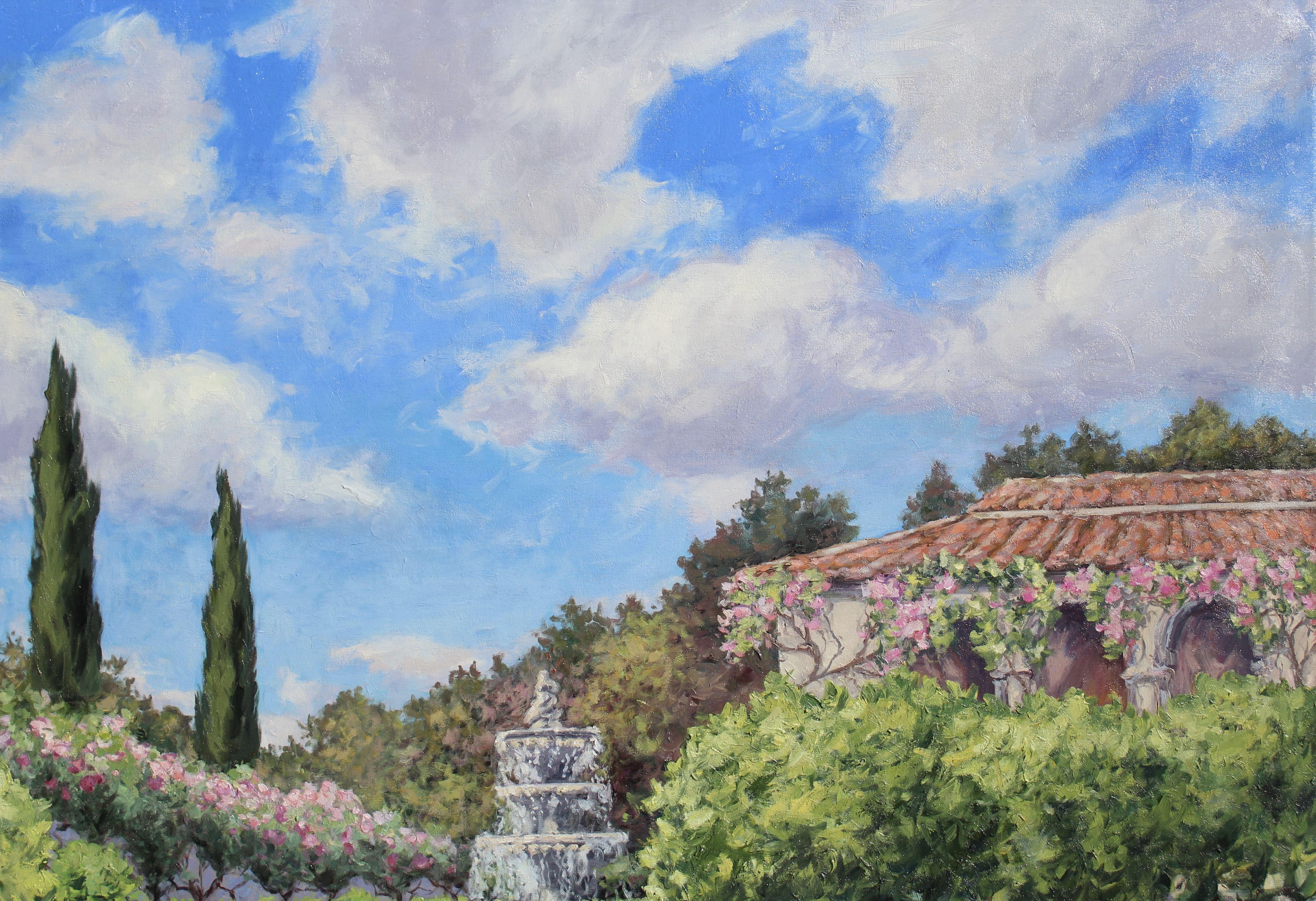 Giardino all'italiana, Pittura, Olio su tela in vendita 2