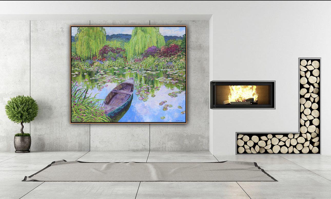 The Norwegian Boat At Giverny, Painting, Oil on Canvas For Sale 2
