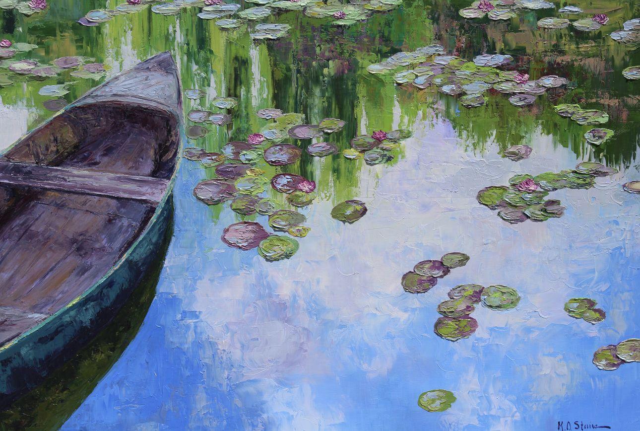 The Norwegian Boat At Giverny, Painting, Oil on Canvas For Sale 3