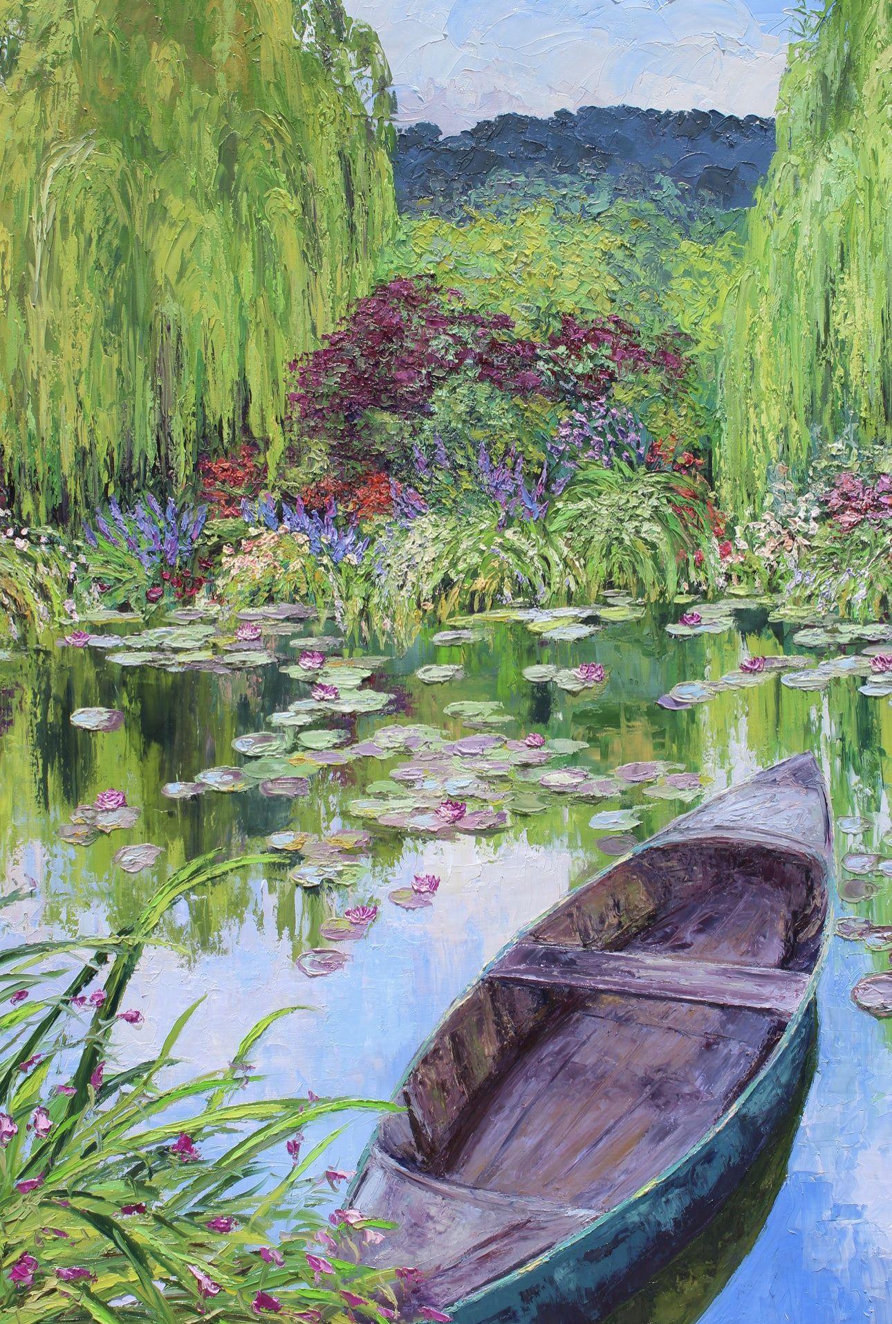 The Norwegian Boat At Giverny, Painting, Oil on Canvas For Sale 4